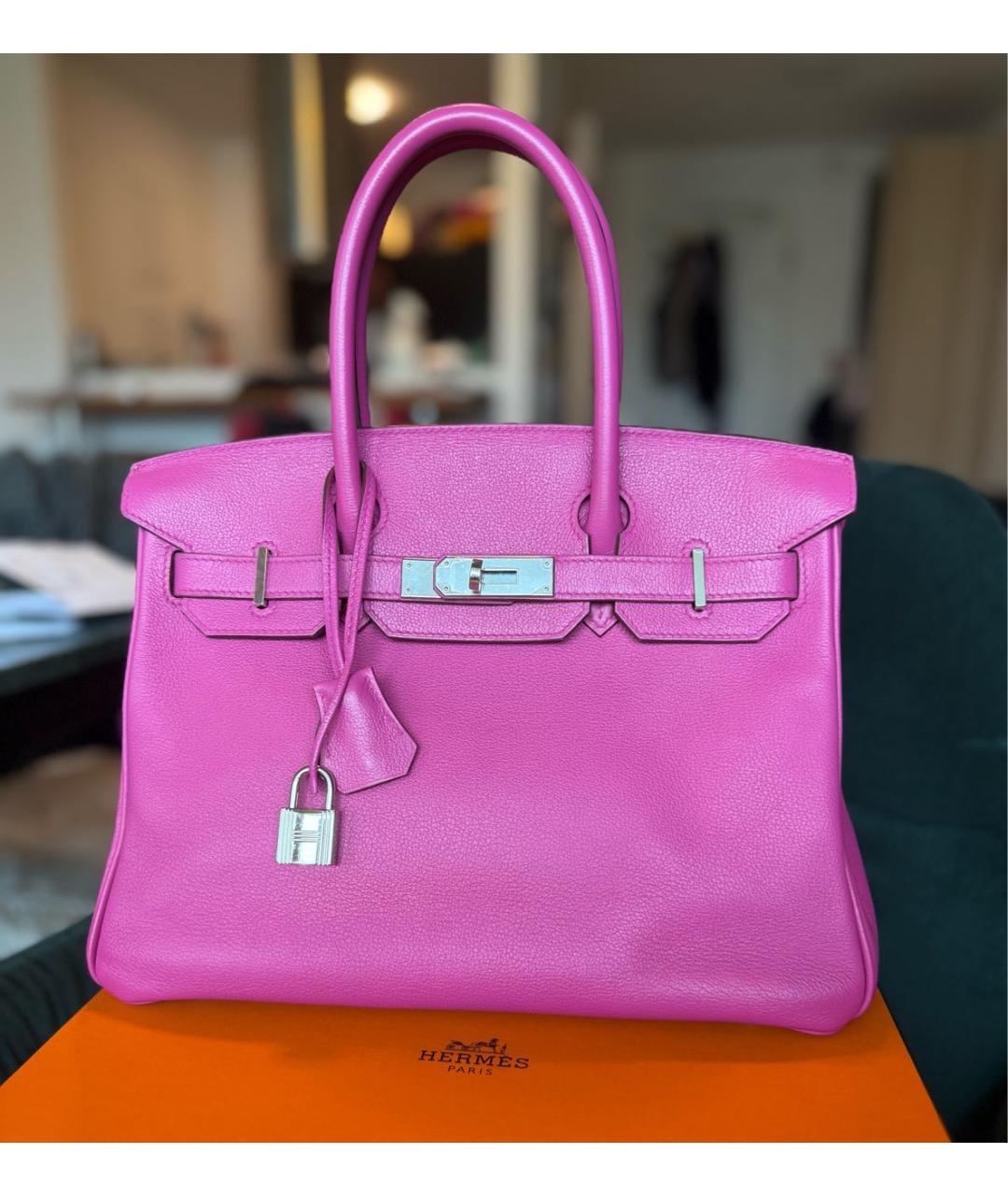 HERMES Фиолетовая кожаная сумка с короткими ручками, фото 9
