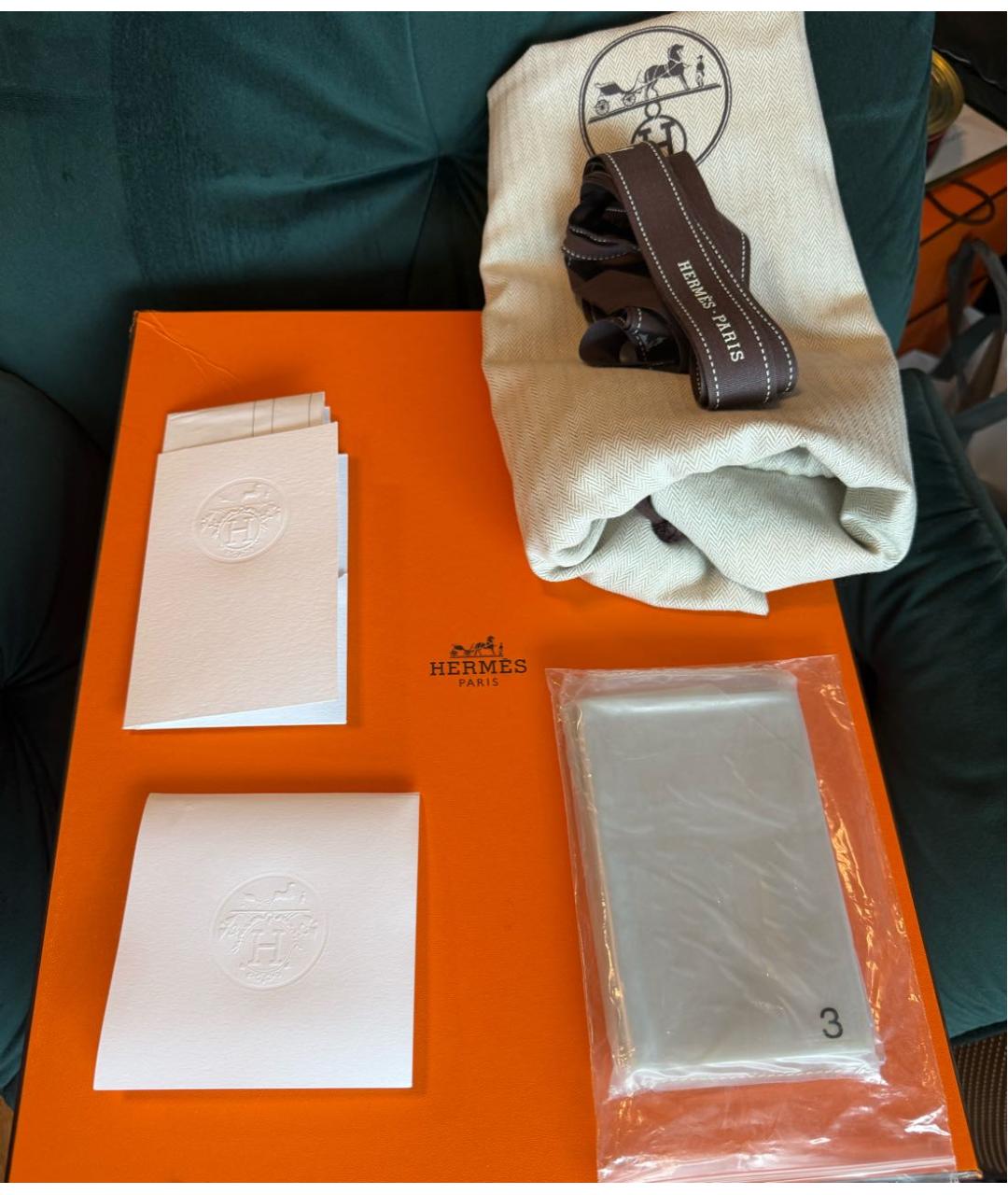 HERMES Фиолетовая кожаная сумка с короткими ручками, фото 7