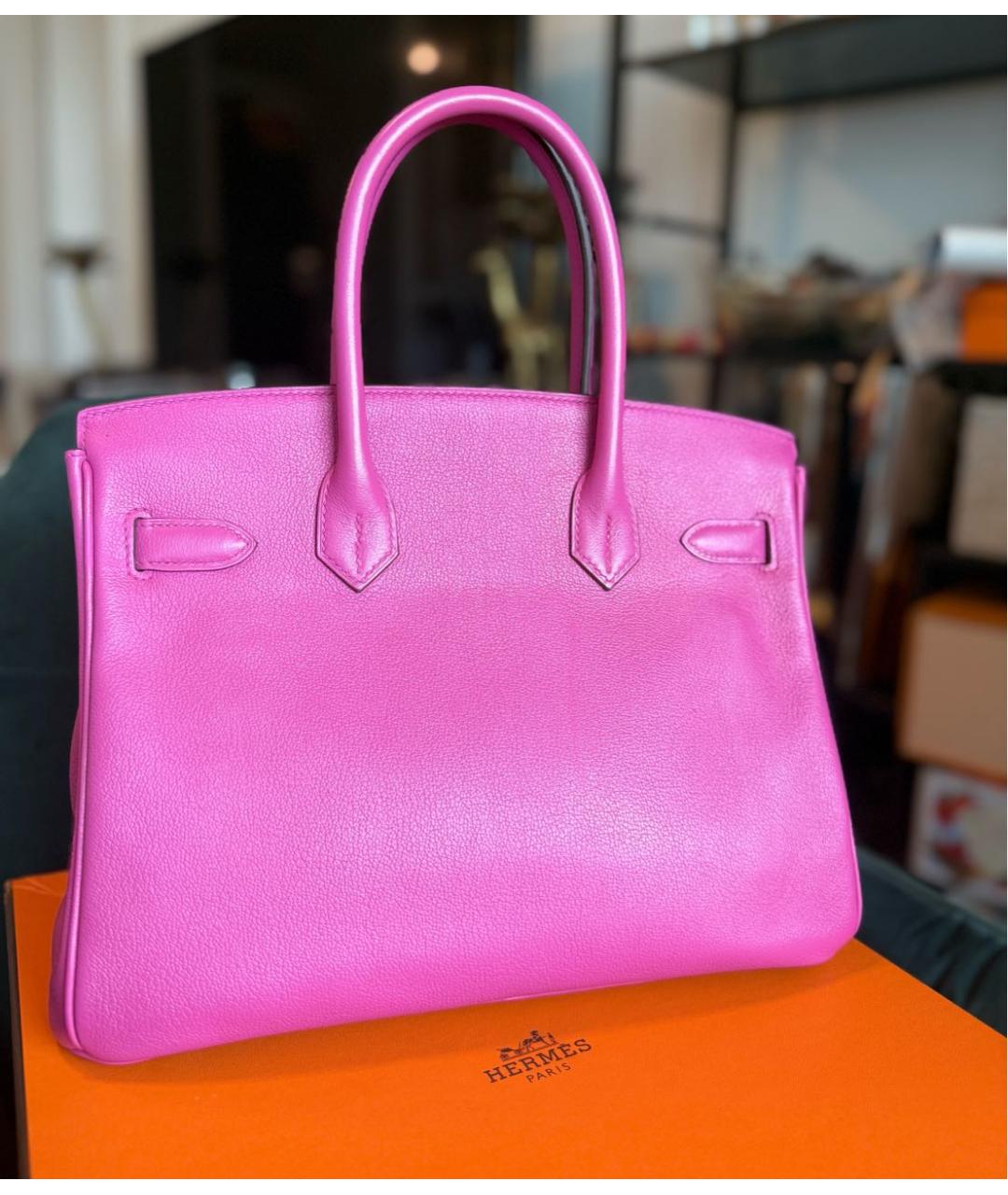 HERMES Фиолетовая кожаная сумка с короткими ручками, фото 5