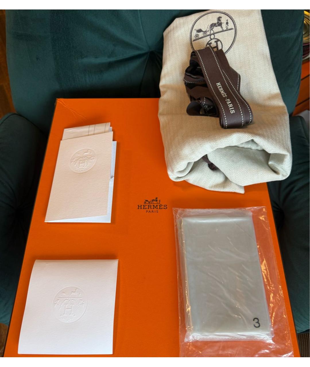 HERMES Фиолетовая кожаная сумка с короткими ручками, фото 8