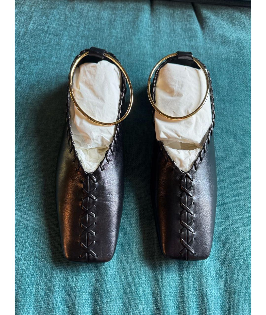 JIL SANDER Черные кожаные балетки, фото 3