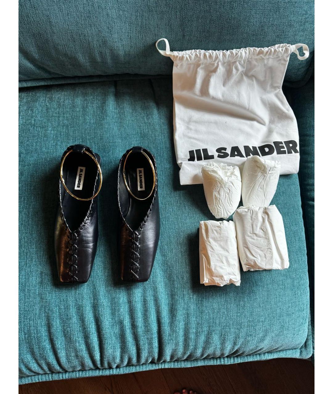 JIL SANDER Черные кожаные балетки, фото 5