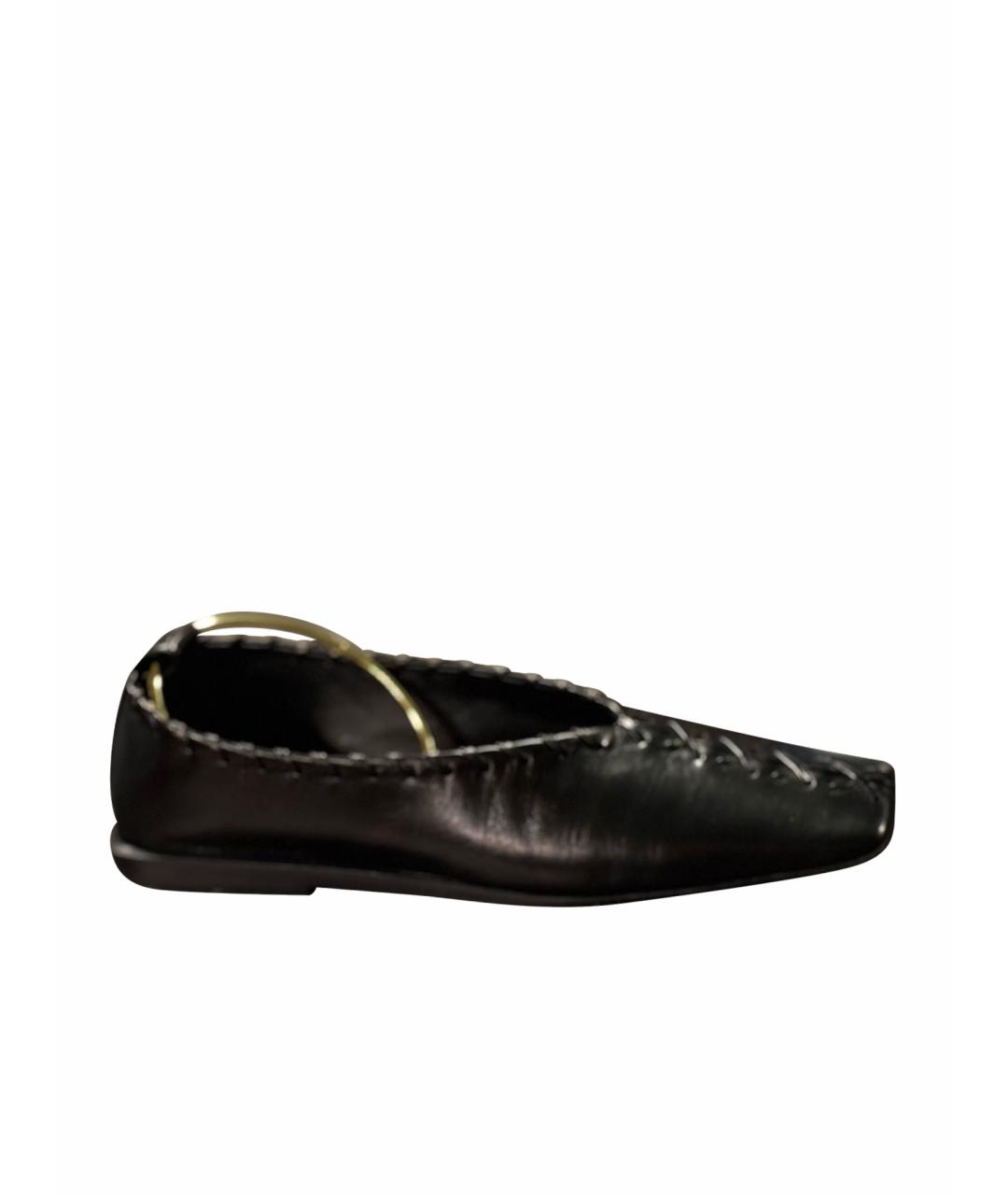 JIL SANDER Черные кожаные балетки, фото 1