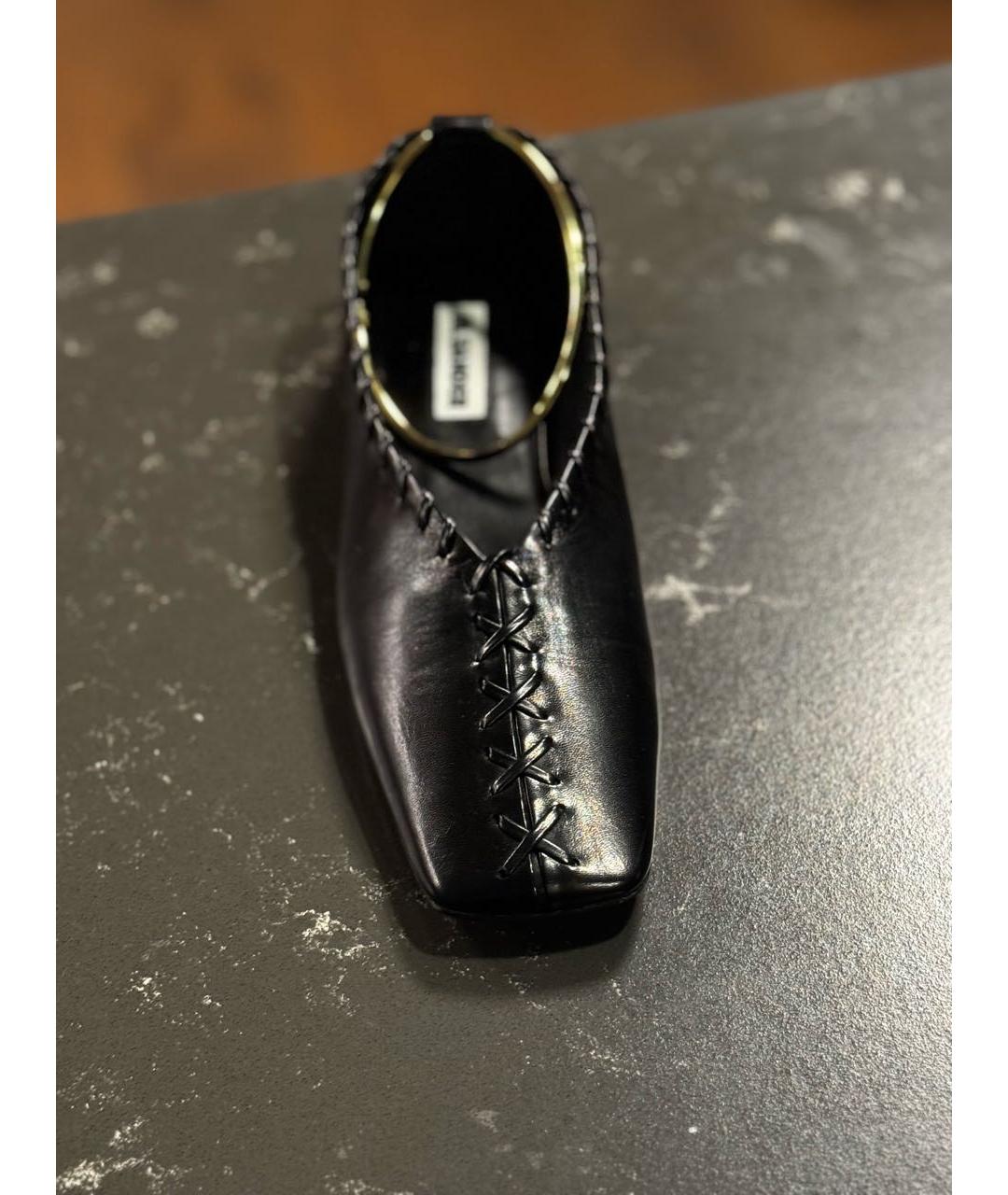 JIL SANDER Черные кожаные балетки, фото 2