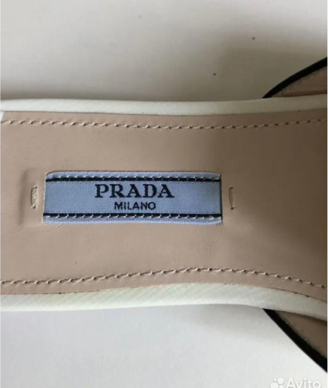 PRADA Белые кожаные шлепанцы, фото 6