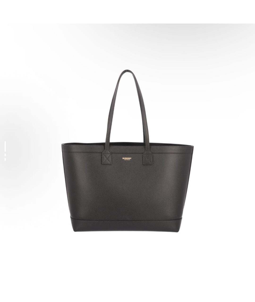 BURBERRY Антрацитовая кожаная сумка тоут, фото 1