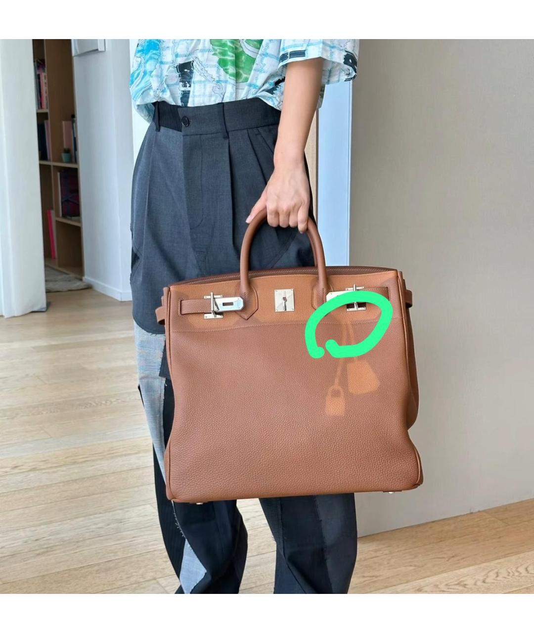 HERMES Коричневая кожаная дорожная/спортивная сумка, фото 3