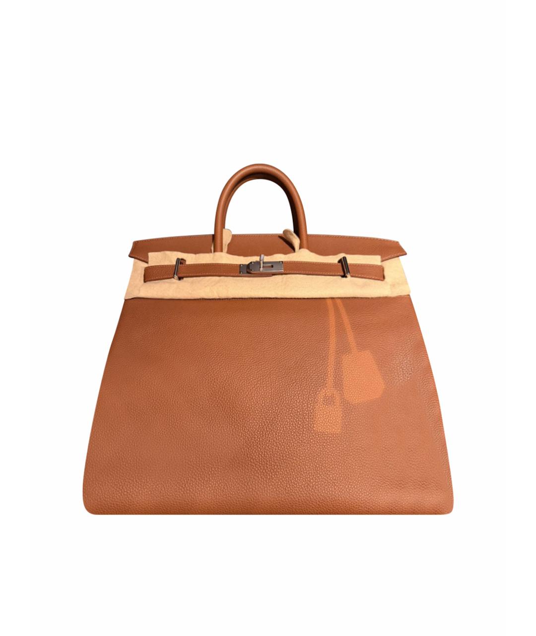 HERMES Коричневая кожаная дорожная/спортивная сумка, фото 1