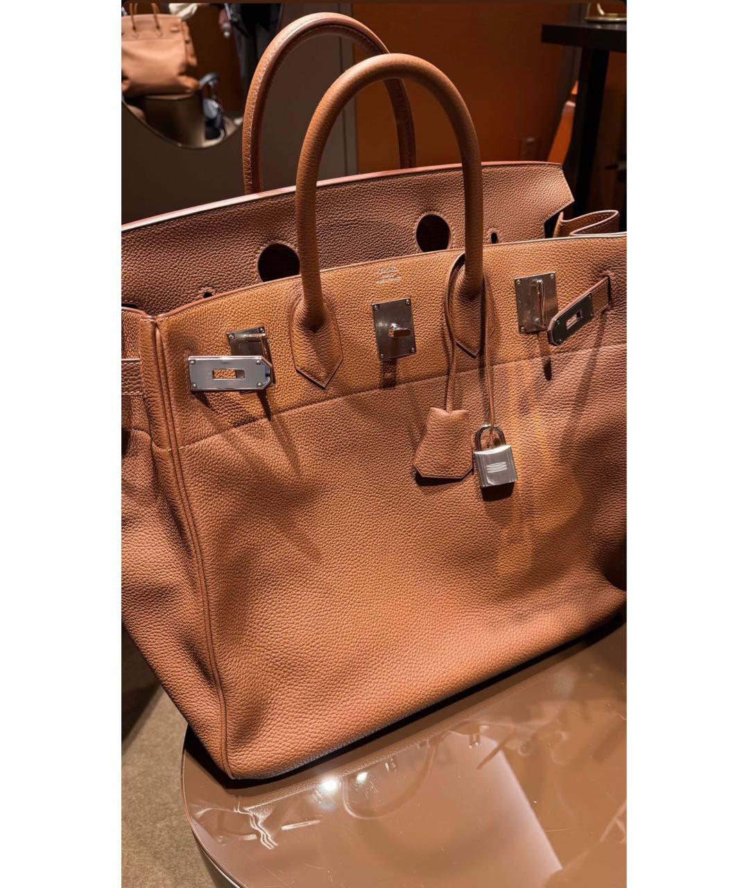 HERMES Коричневая кожаная дорожная/спортивная сумка, фото 2