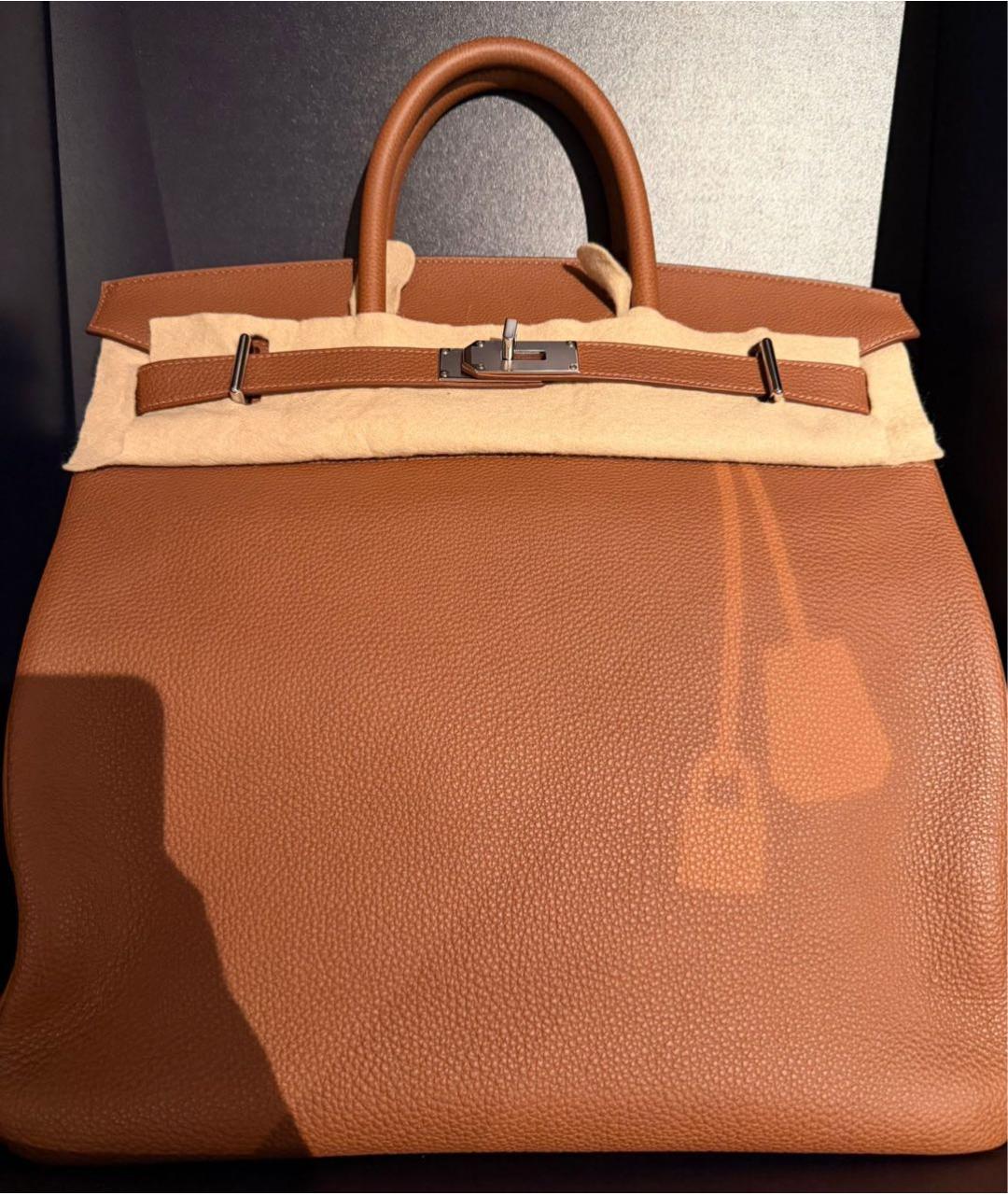 HERMES Коричневая кожаная дорожная/спортивная сумка, фото 4