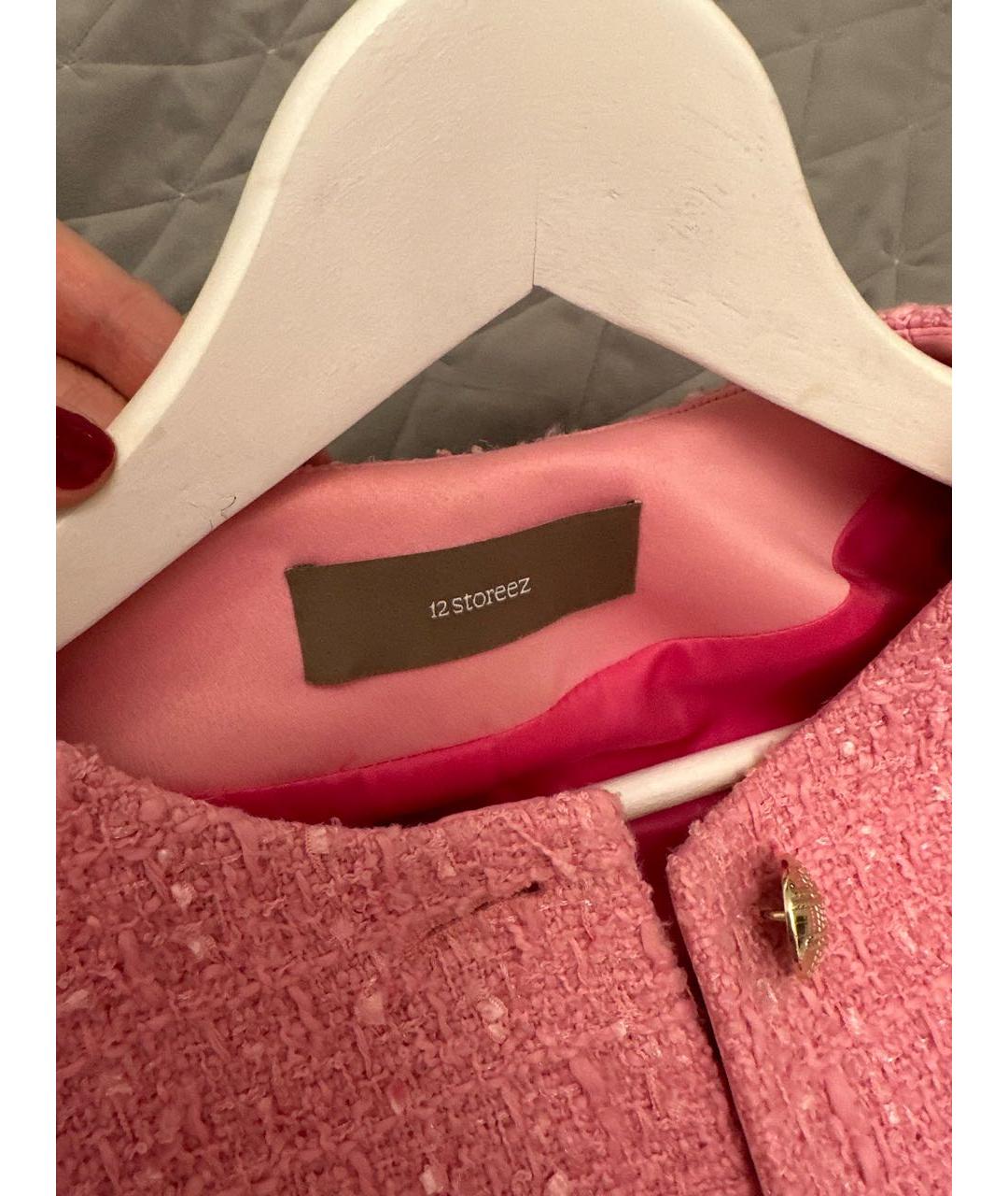 12 STOREEZ Розовый твидовый жакет/пиджак, фото 3