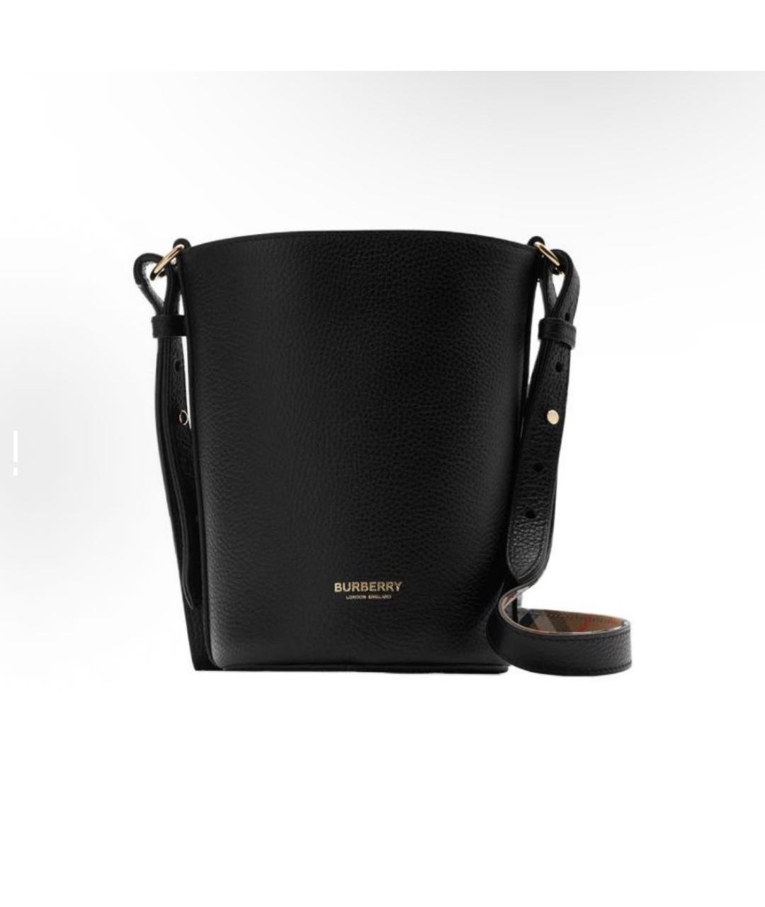 BURBERRY Черная кожаная сумка тоут, фото 5