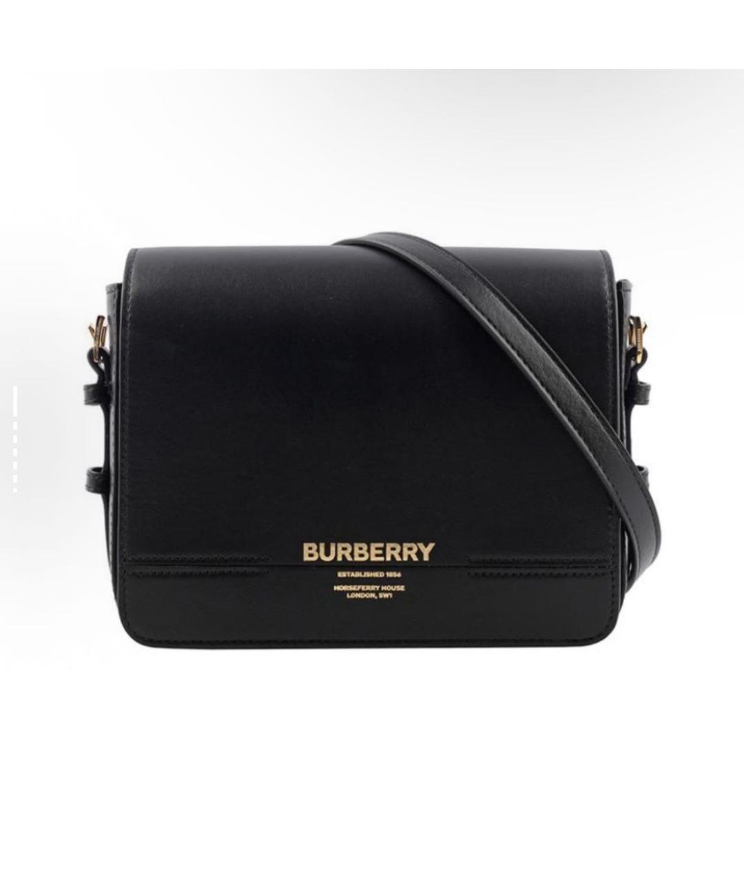 BURBERRY Черная кожаная сумка через плечо, фото 8