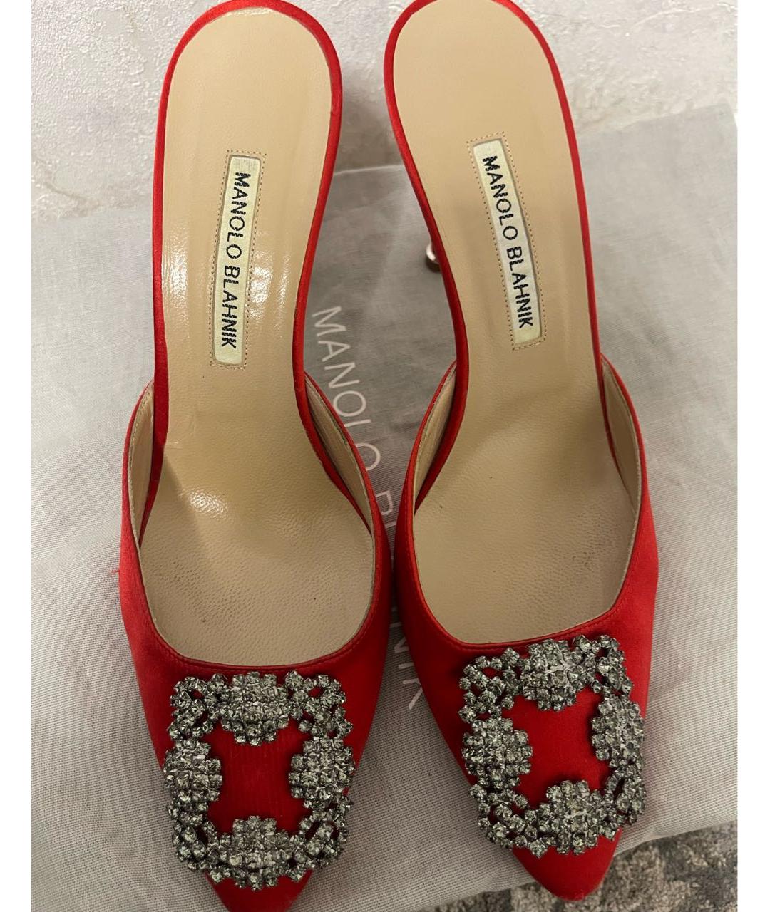 MANOLO BLAHNIK Красные текстильные туфли, фото 4