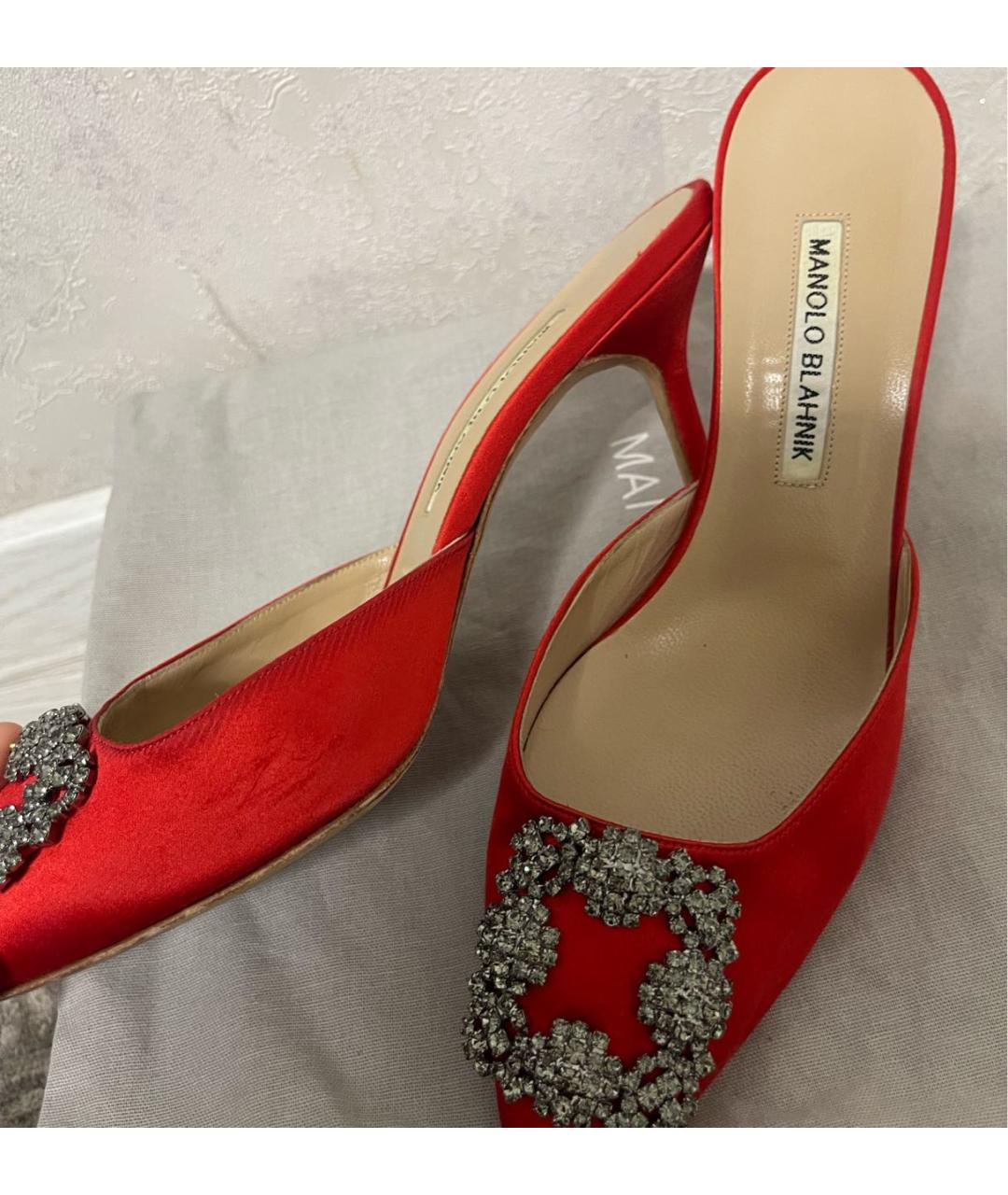 MANOLO BLAHNIK Красные текстильные туфли, фото 5
