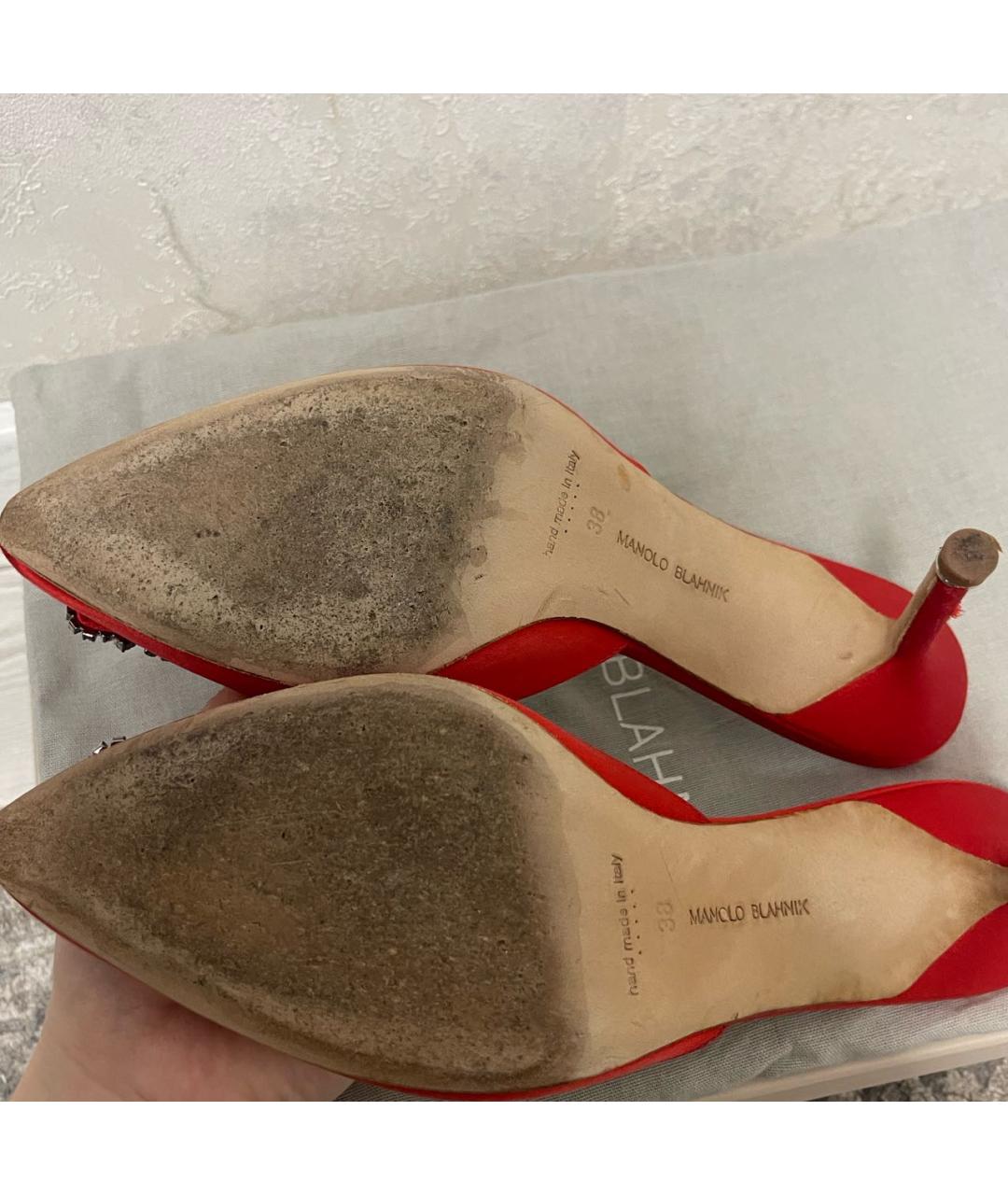 MANOLO BLAHNIK Красные текстильные туфли, фото 3