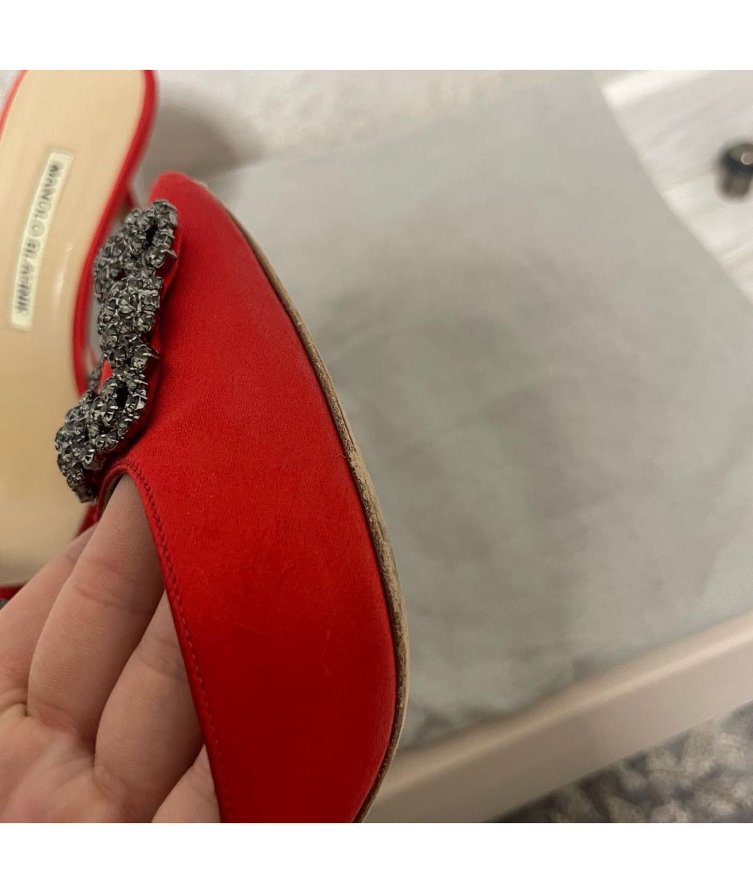 MANOLO BLAHNIK Красные текстильные туфли, фото 8