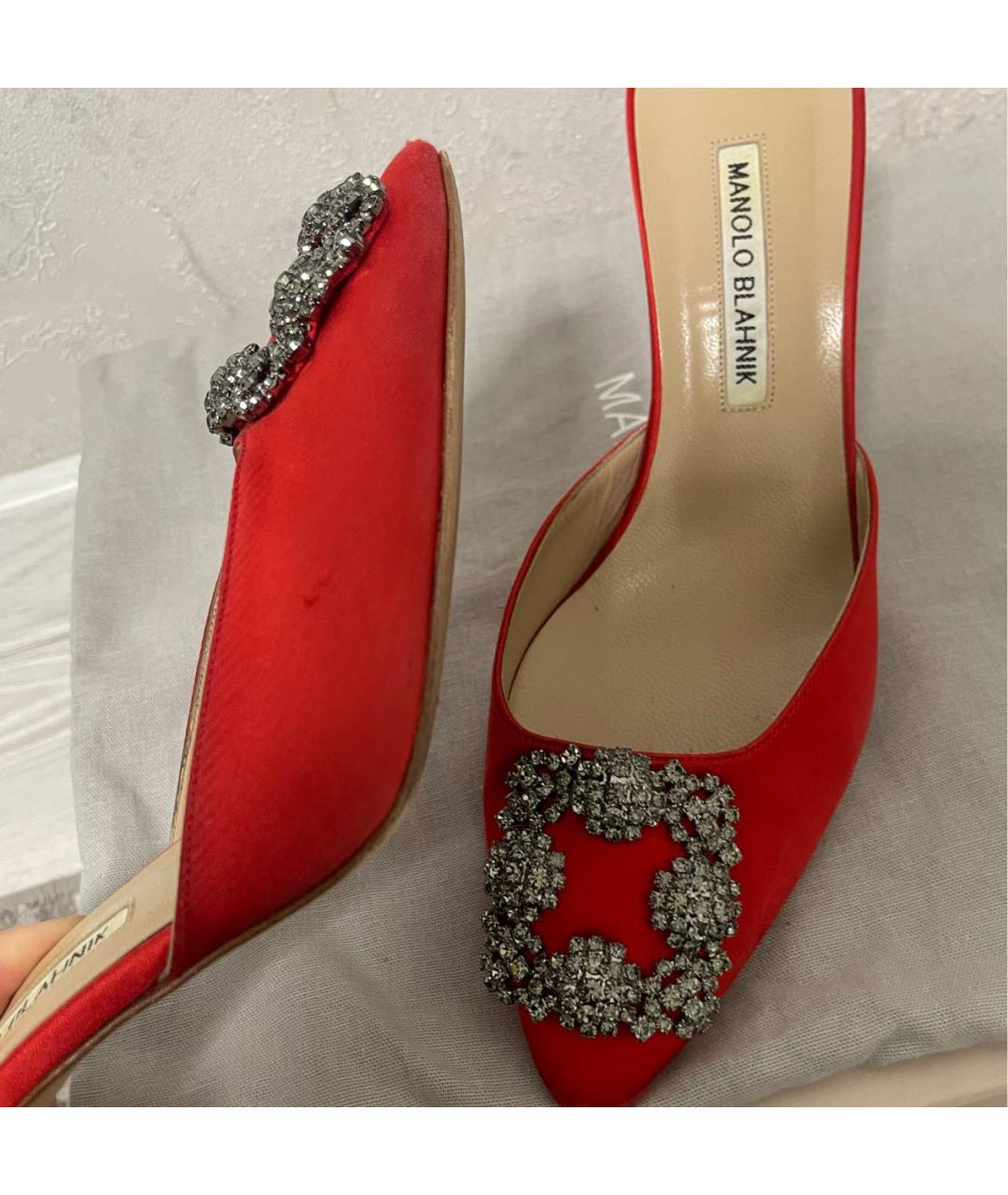 MANOLO BLAHNIK Красные текстильные туфли, фото 6