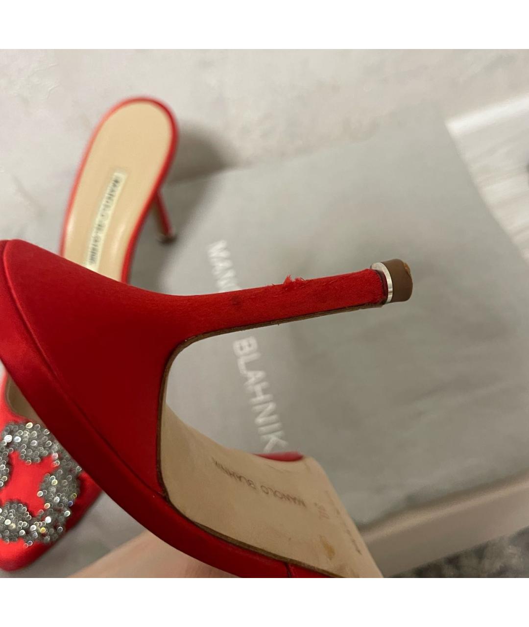 MANOLO BLAHNIK Красные текстильные туфли, фото 7