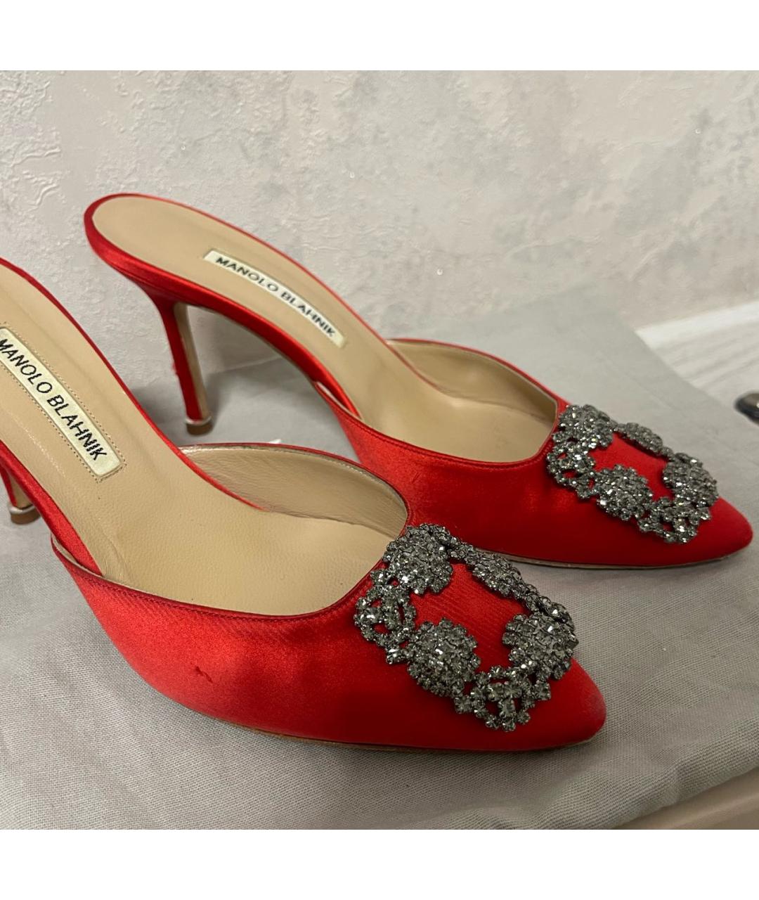 MANOLO BLAHNIK Красные текстильные туфли, фото 2