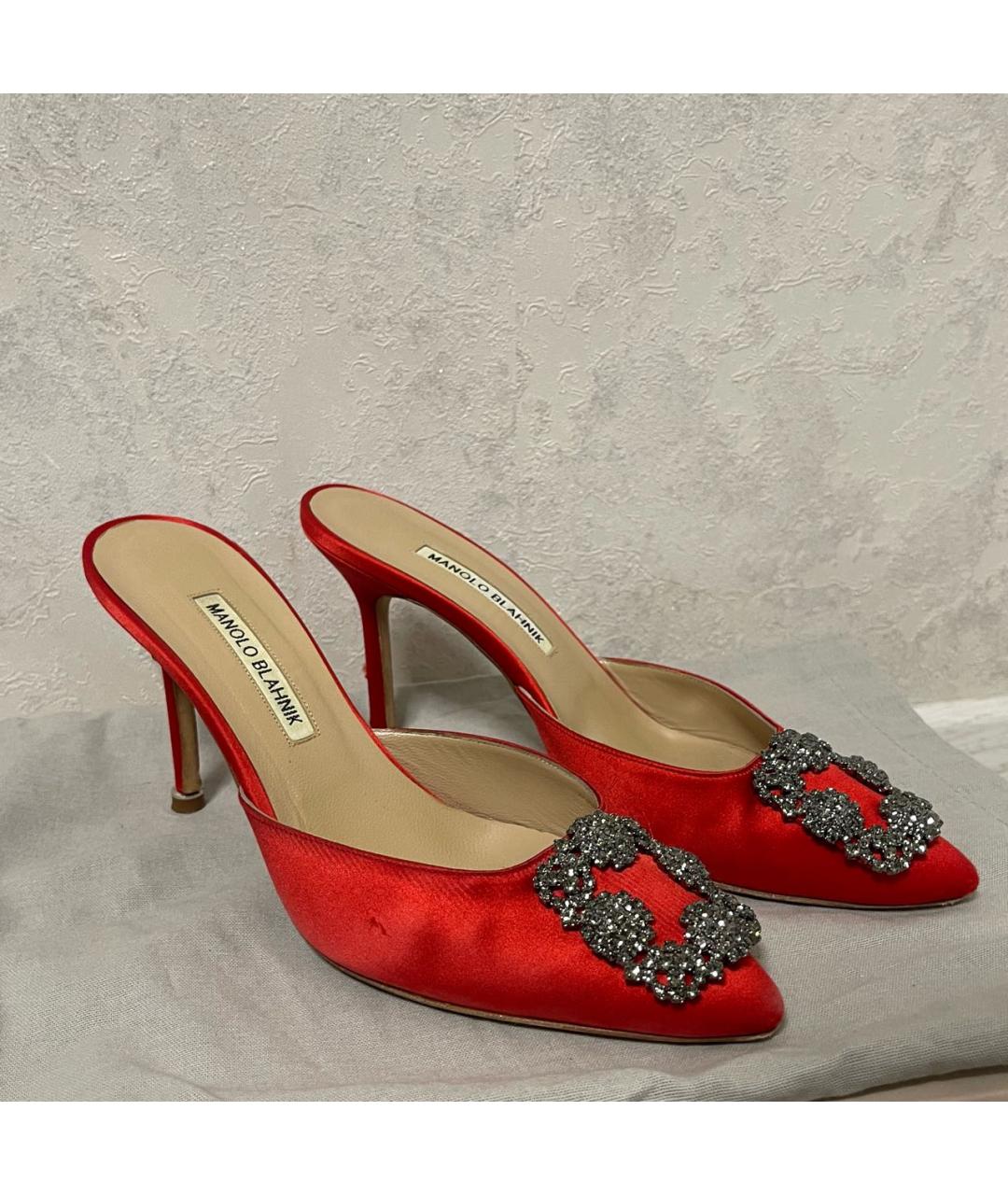 MANOLO BLAHNIK Красные текстильные туфли, фото 9