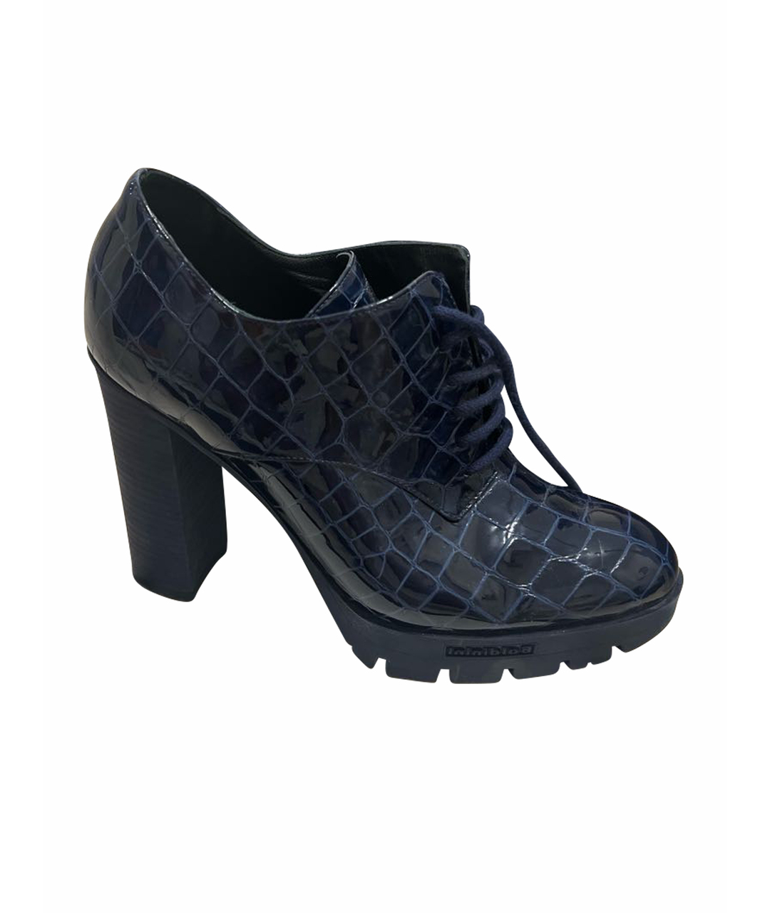 BALDININI Темно-синие ботинки из лакированной кожи, фото 1