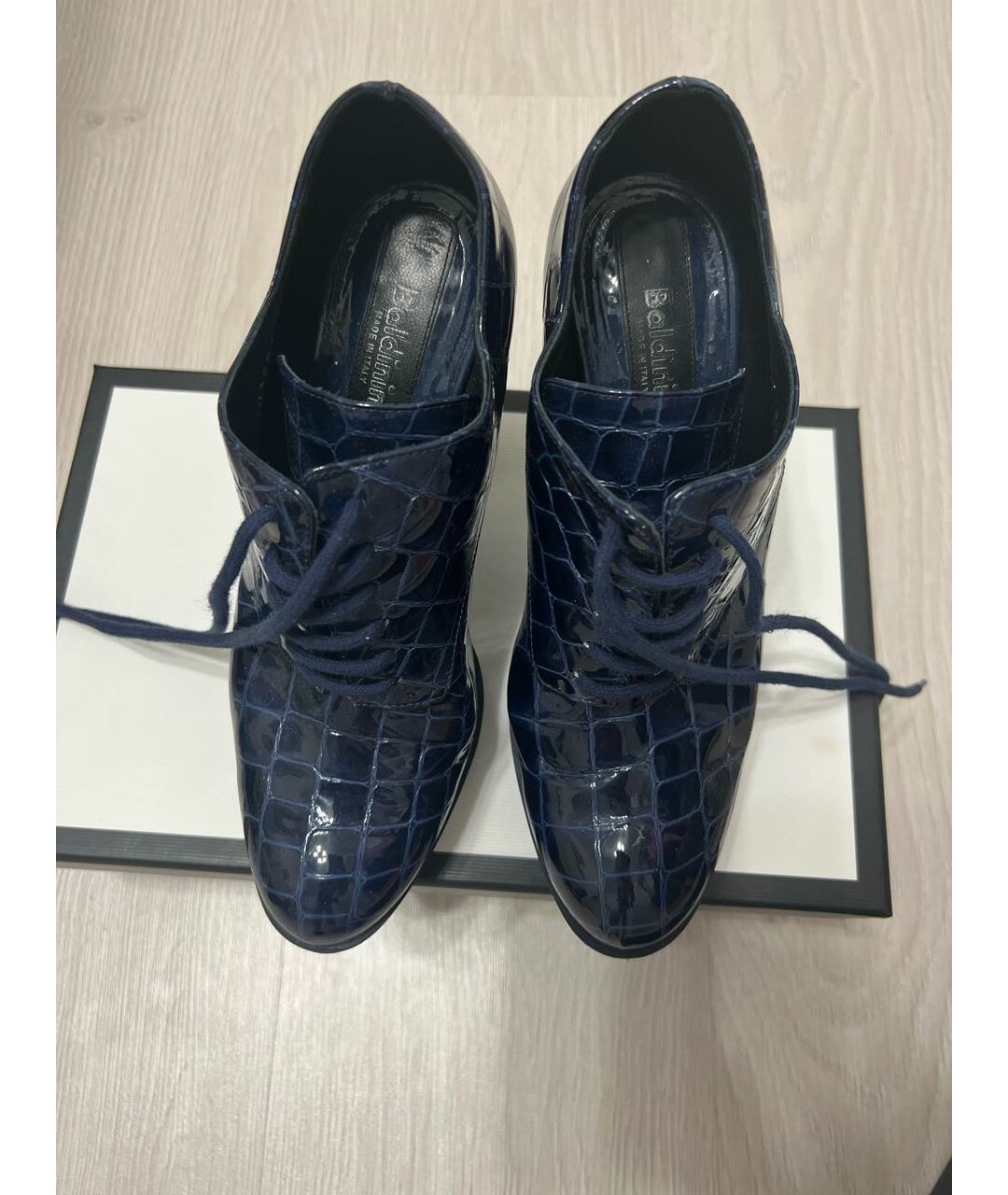 BALDININI Темно-синие ботинки из лакированной кожи, фото 3