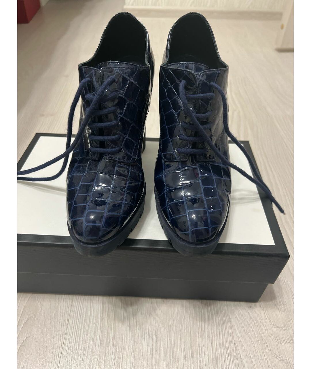 BALDININI Темно-синие ботинки из лакированной кожи, фото 2