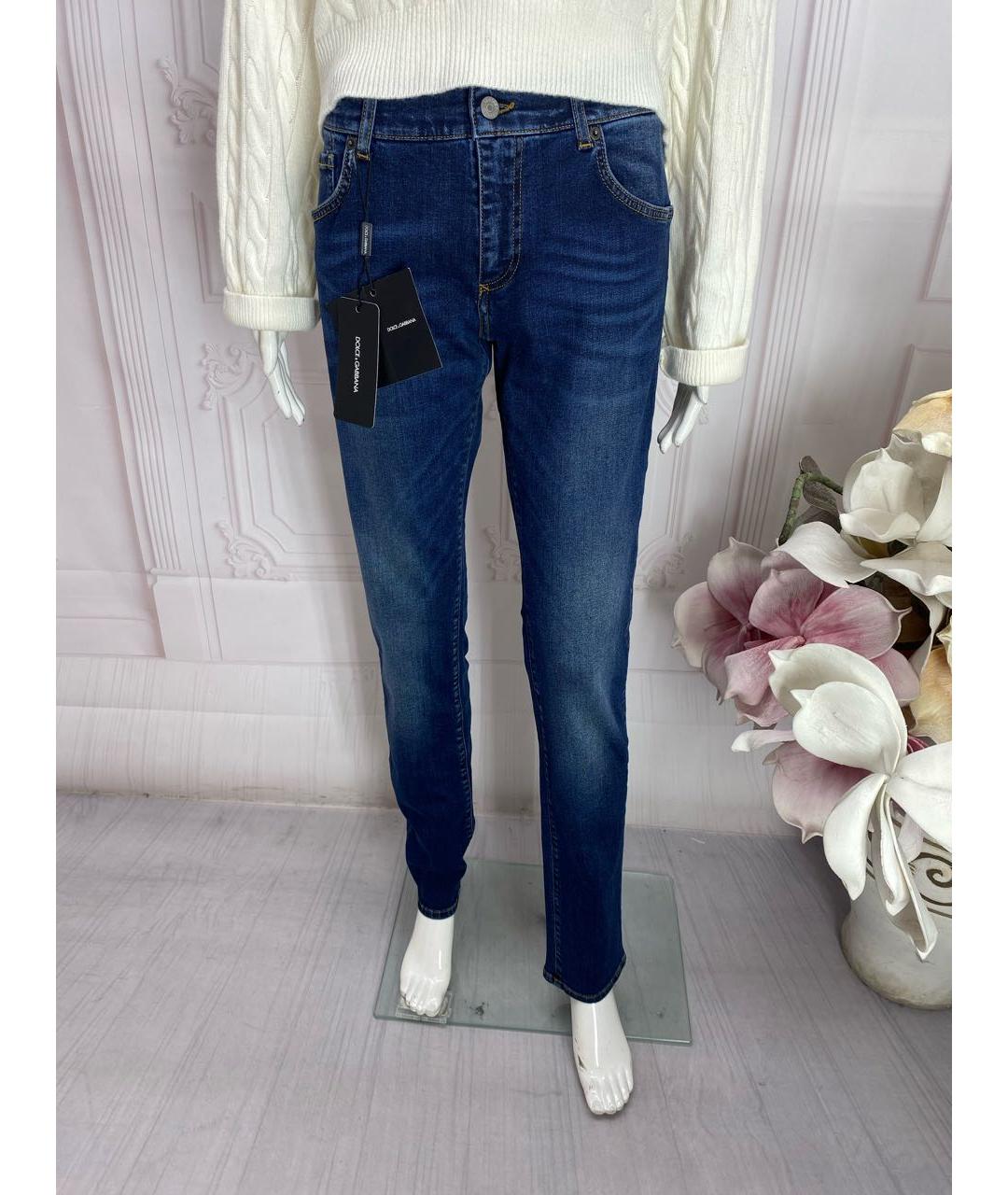 DOLCE&GABBANA Синие хлопко-эластановые прямые джинсы, фото 7