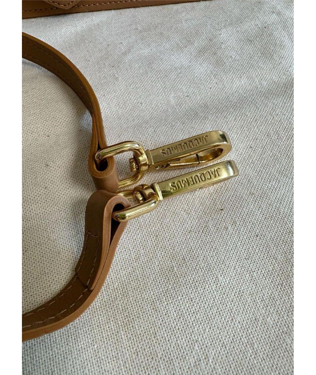JACQUEMUS Горчичная кожаная сумка с короткими ручками, фото 4