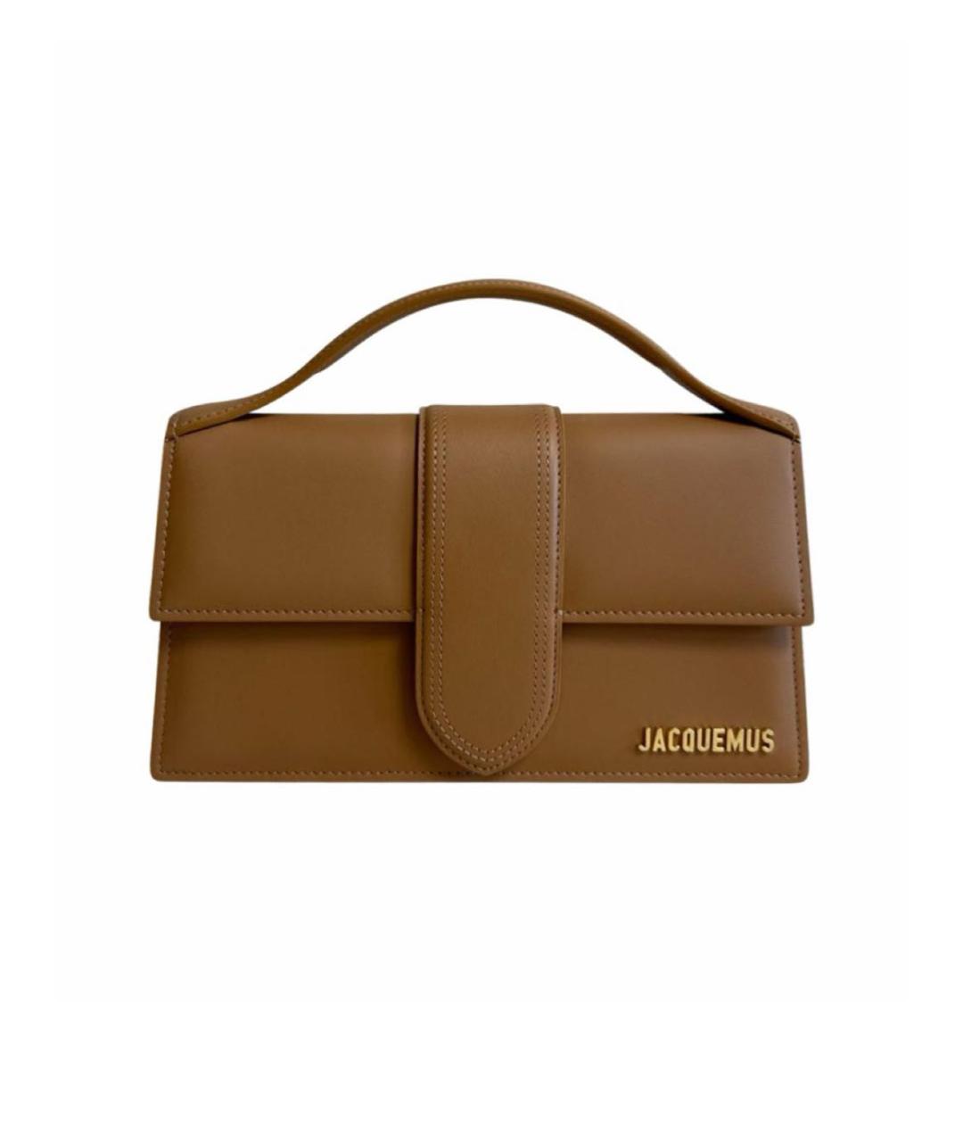 JACQUEMUS Горчичная кожаная сумка с короткими ручками, фото 1