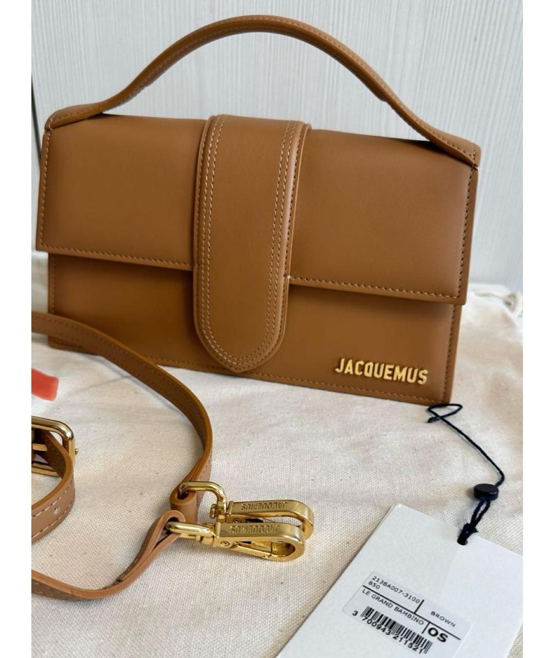 JACQUEMUS Горчичная кожаная сумка с короткими ручками, фото 5