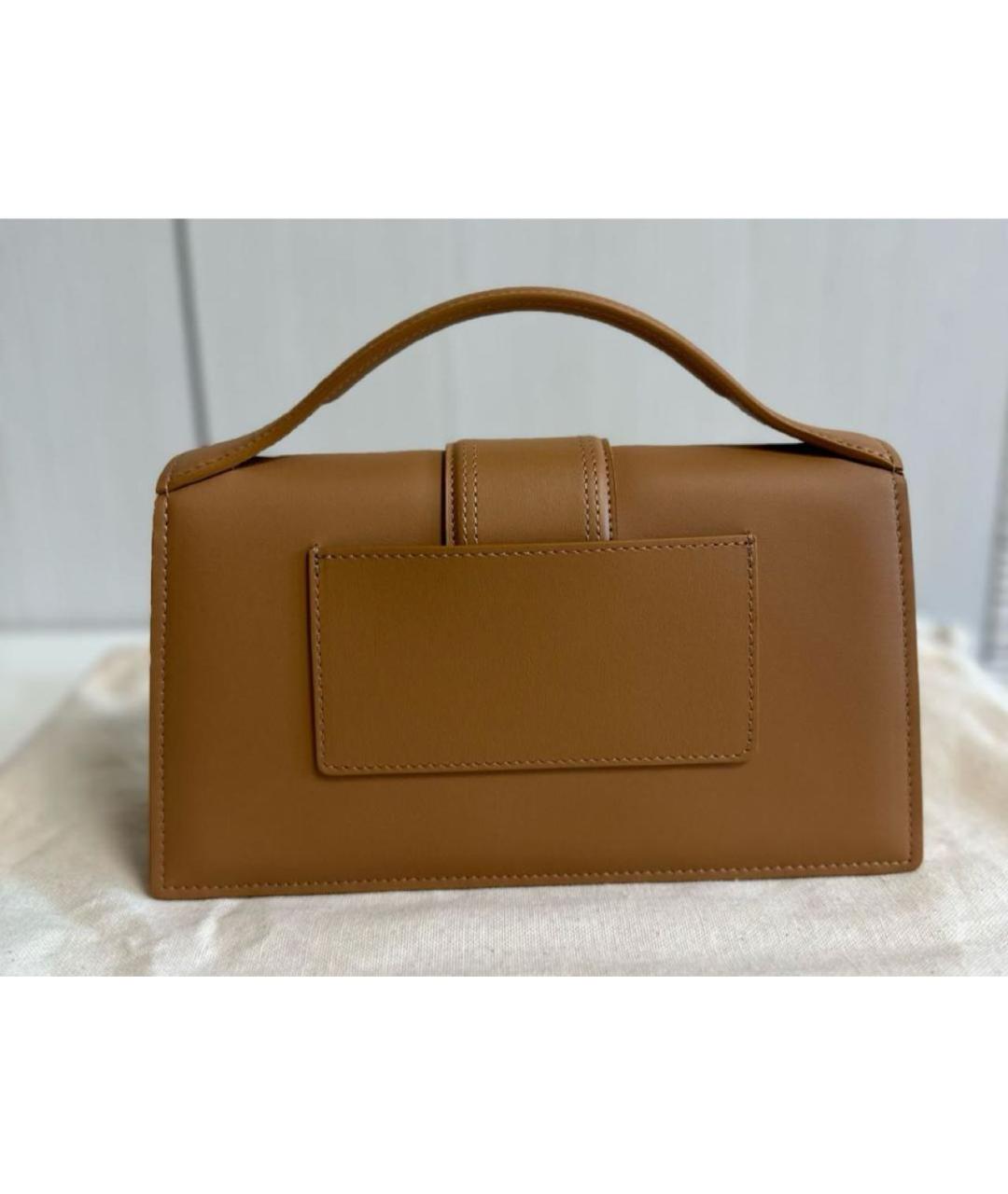 JACQUEMUS Горчичная кожаная сумка с короткими ручками, фото 3