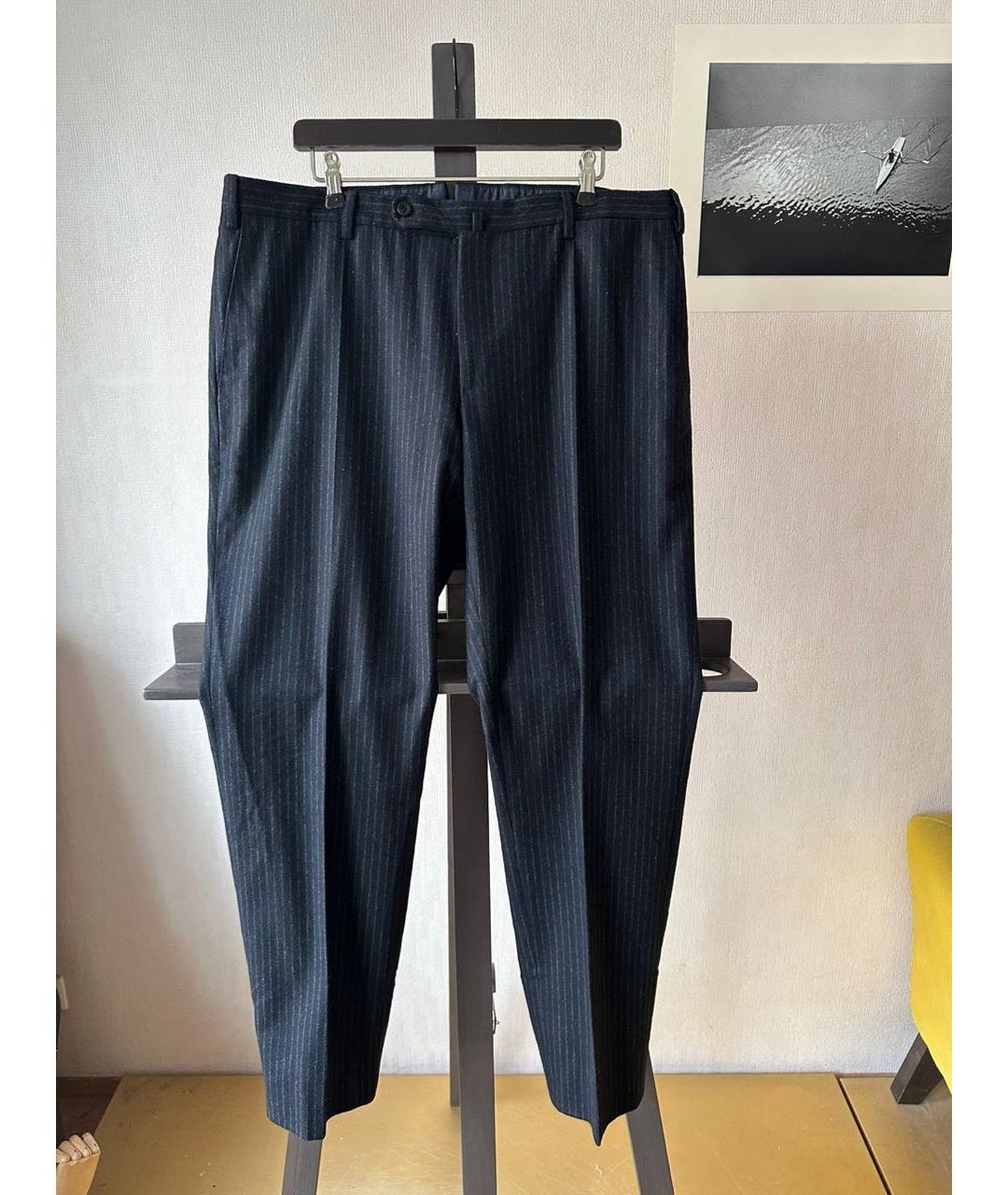 INCOTEX Темно-синие шерстяные повседневные брюки, фото 9