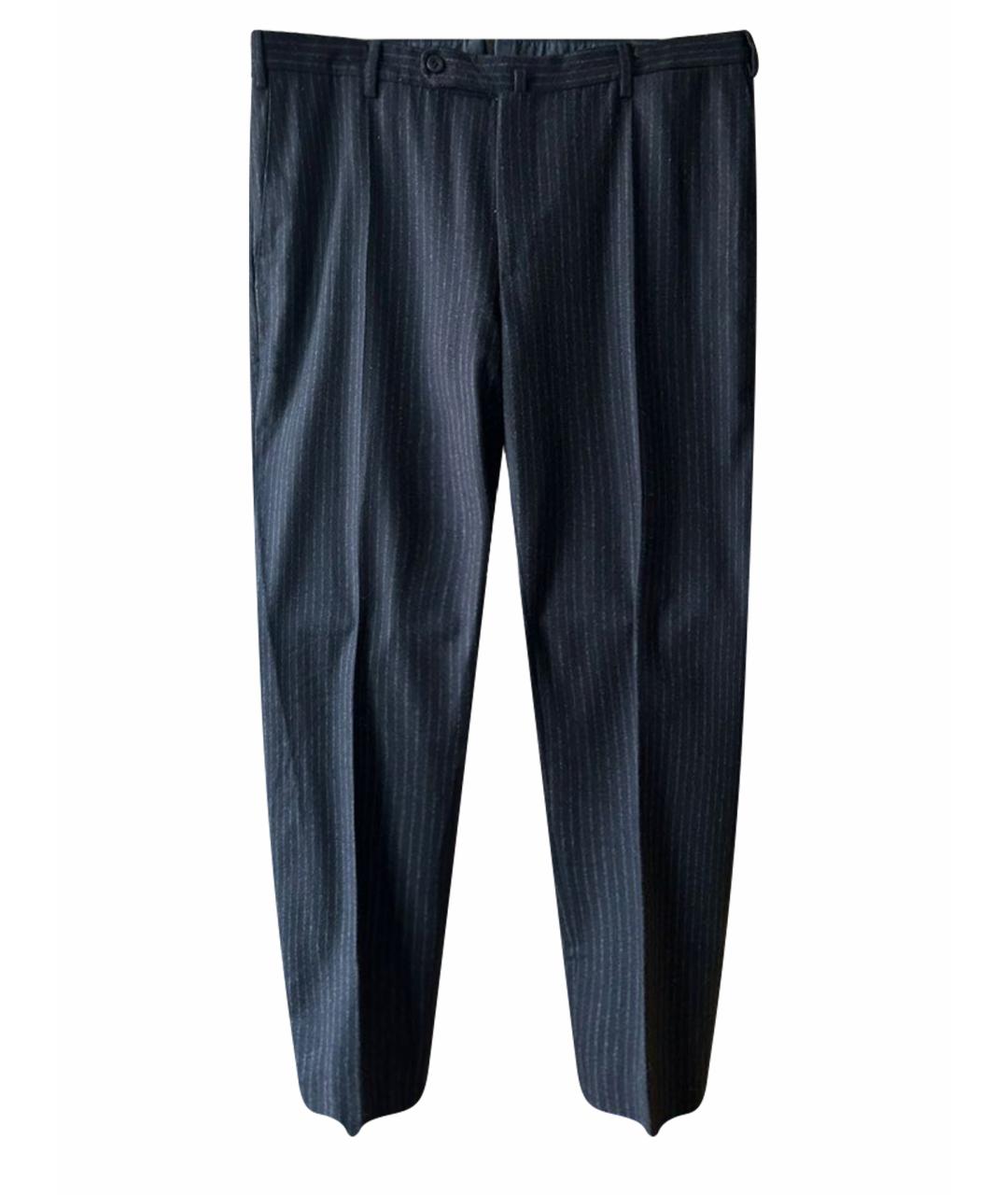 INCOTEX Темно-синие шерстяные повседневные брюки, фото 1