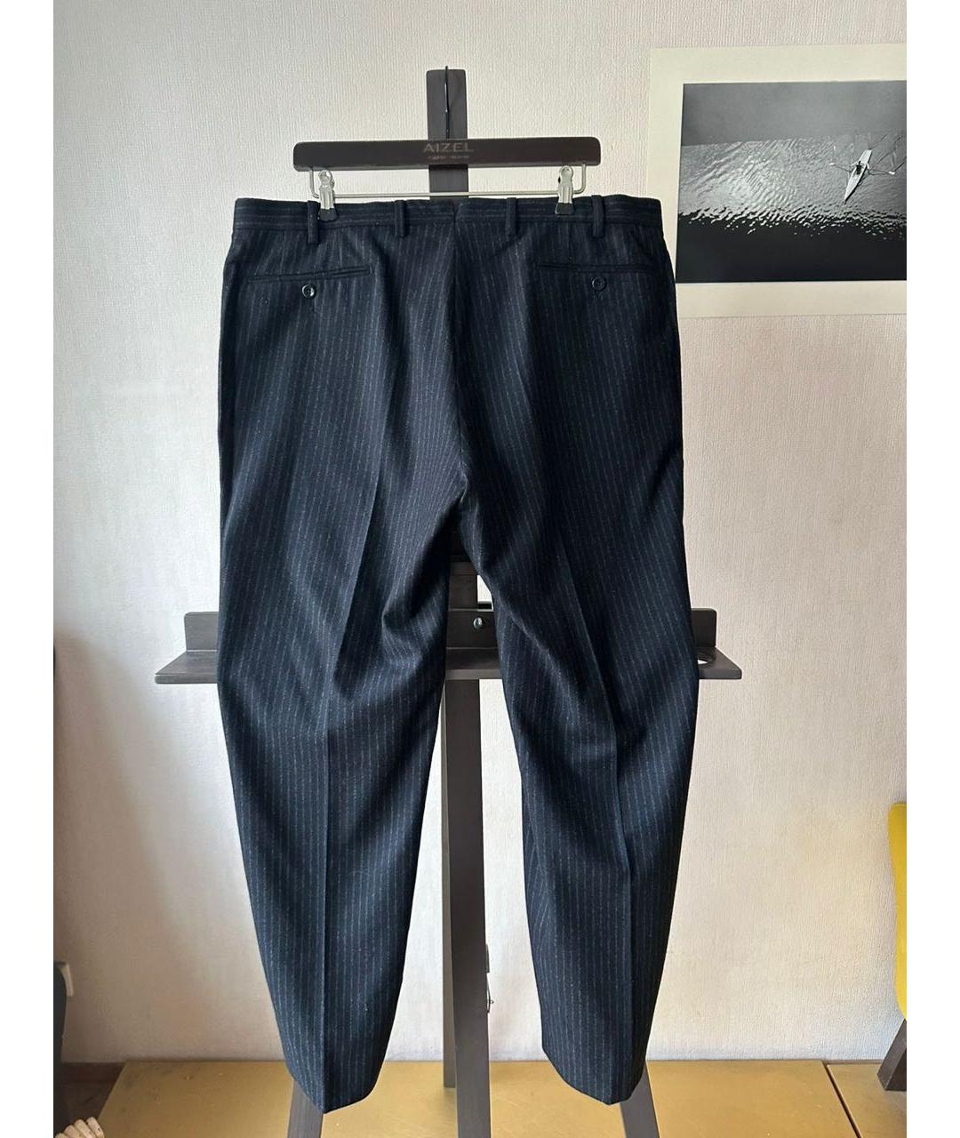 INCOTEX Темно-синие шерстяные повседневные брюки, фото 2