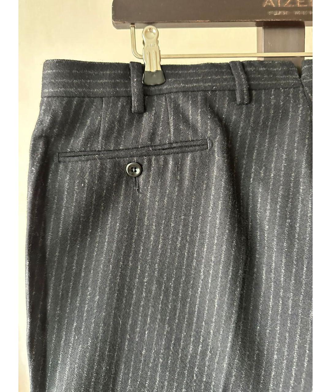 INCOTEX Темно-синие шерстяные повседневные брюки, фото 3