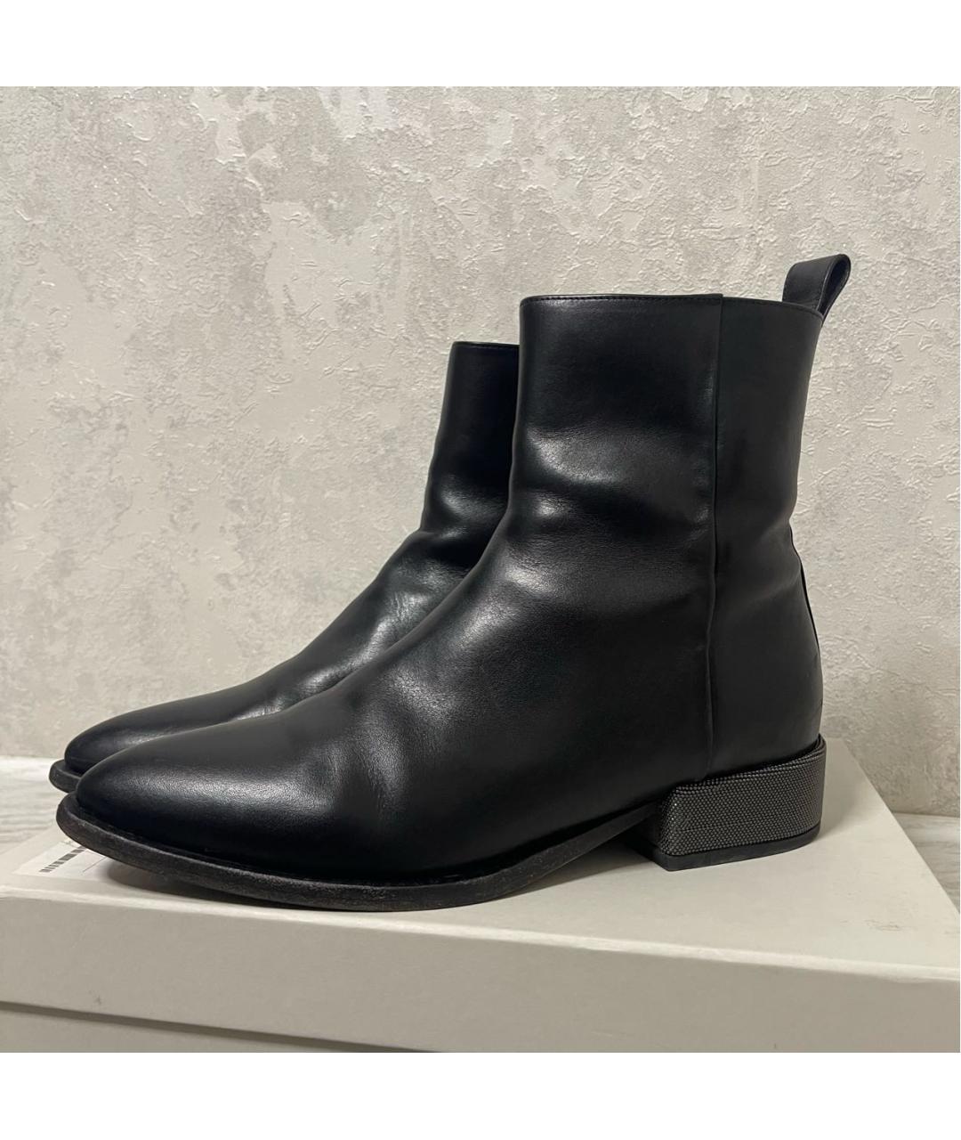 BRUNELLO CUCINELLI Черные кожаные полусапоги, фото 9