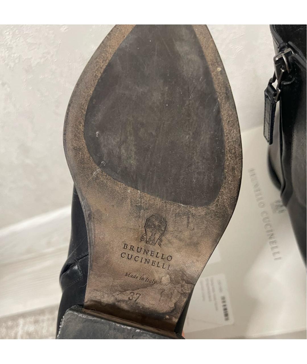 BRUNELLO CUCINELLI Черные кожаные полусапоги, фото 4