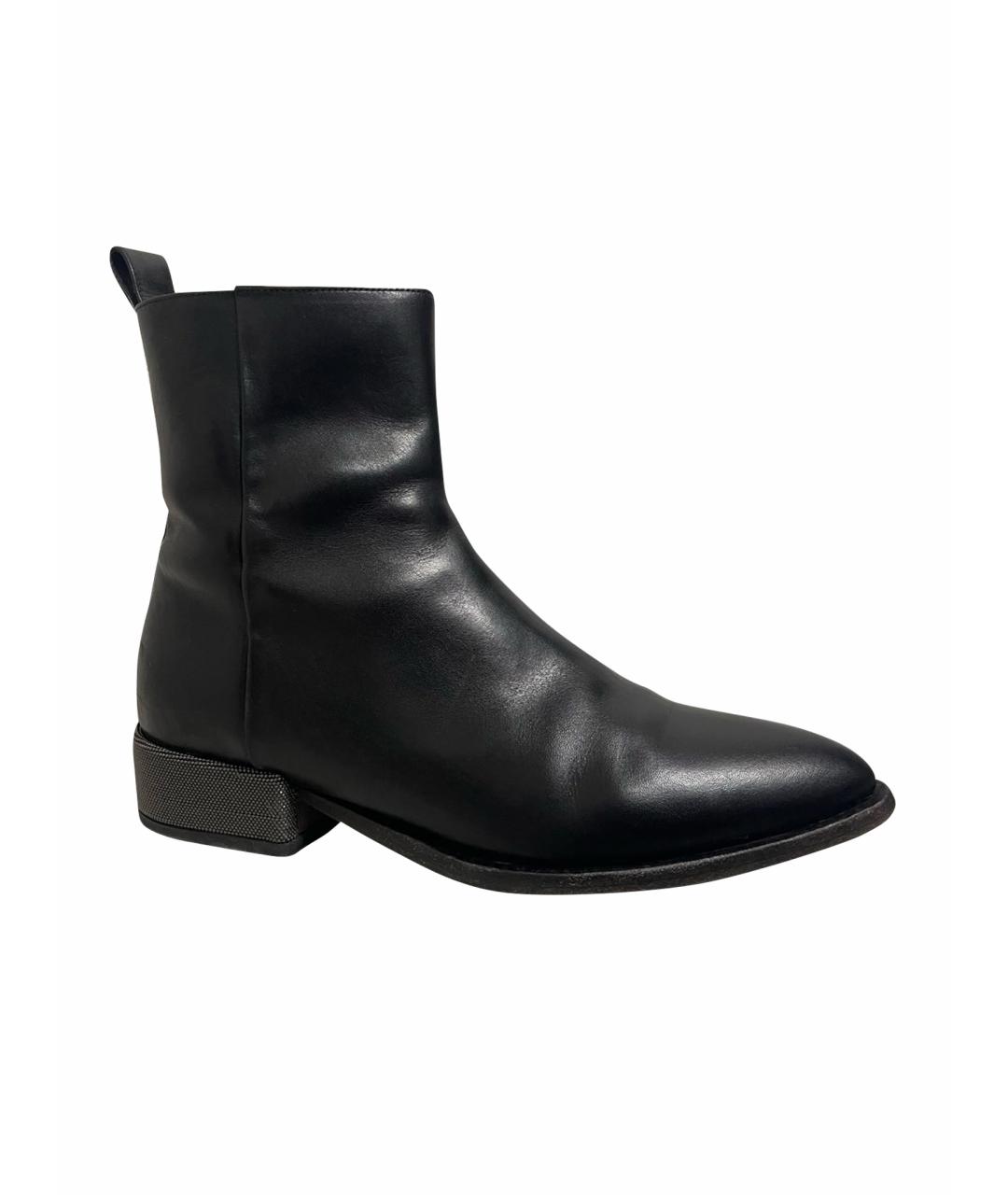 BRUNELLO CUCINELLI Черные кожаные полусапоги, фото 1
