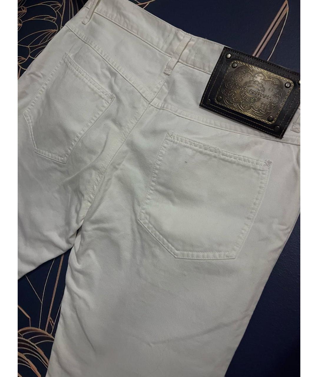 DOLCE&GABBANA Белые хлопковые прямые джинсы, фото 4