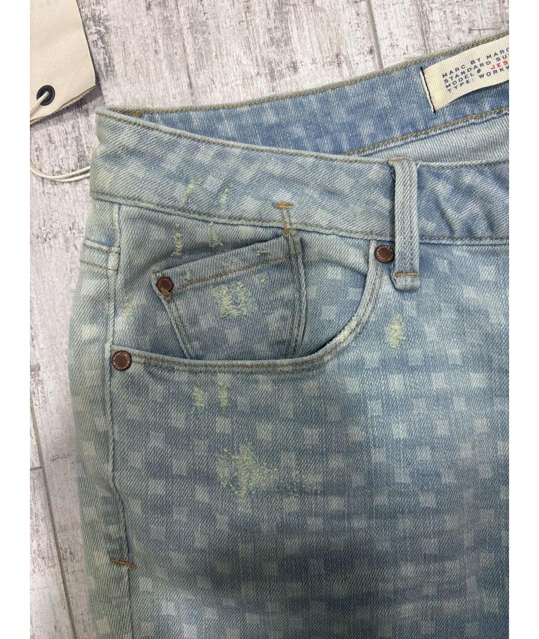 MARC BY MARC JACOBS Голубые хлопко-полиэстеровые джинсы слим, фото 3