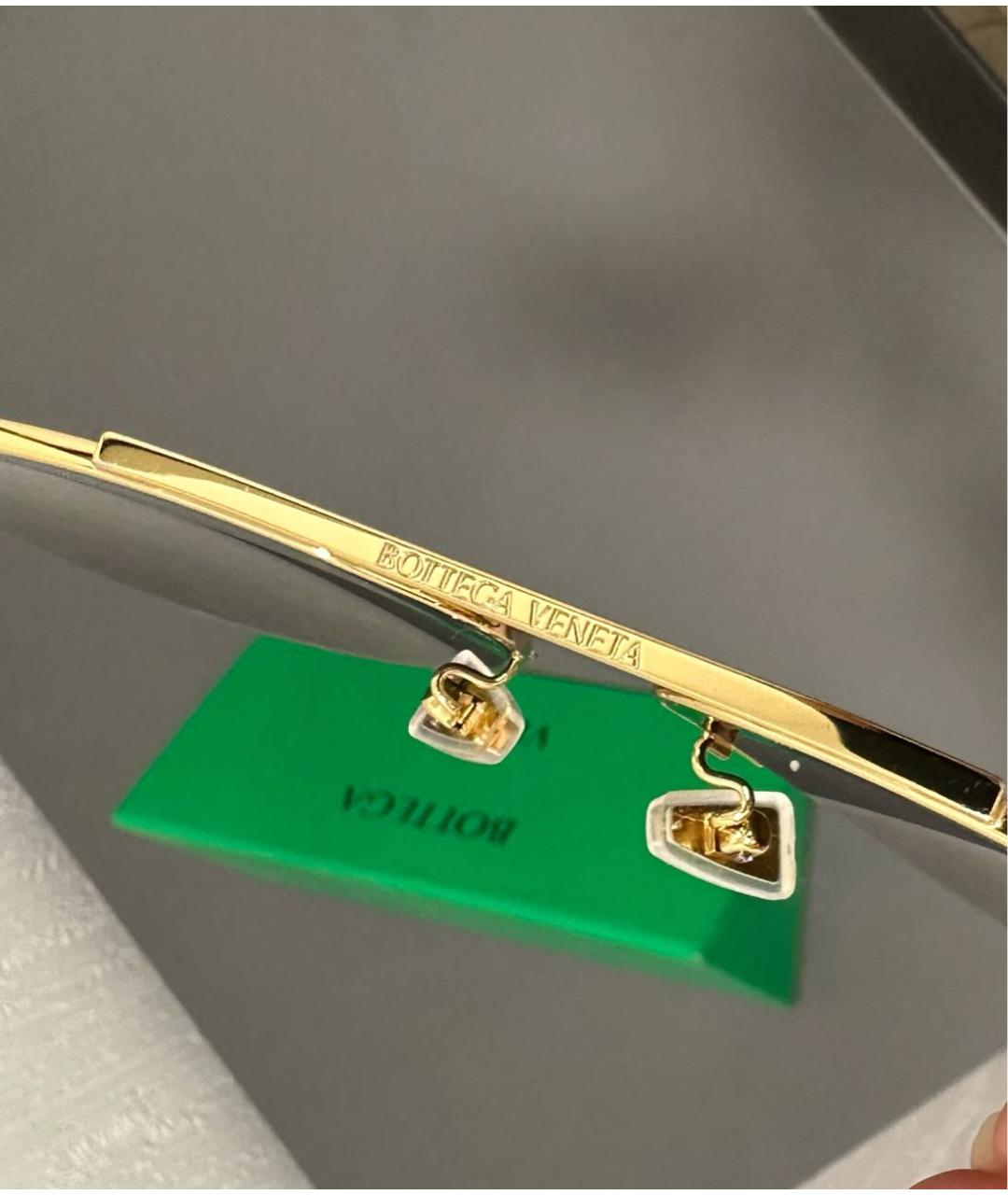 BOTTEGA VENETA Золотые металлические солнцезащитные очки, фото 6