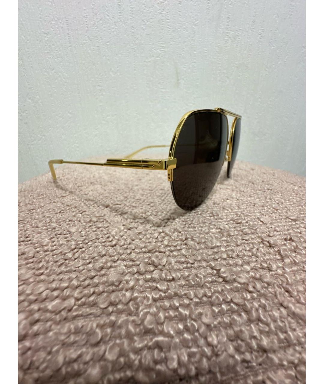BOTTEGA VENETA Золотые металлические солнцезащитные очки, фото 3