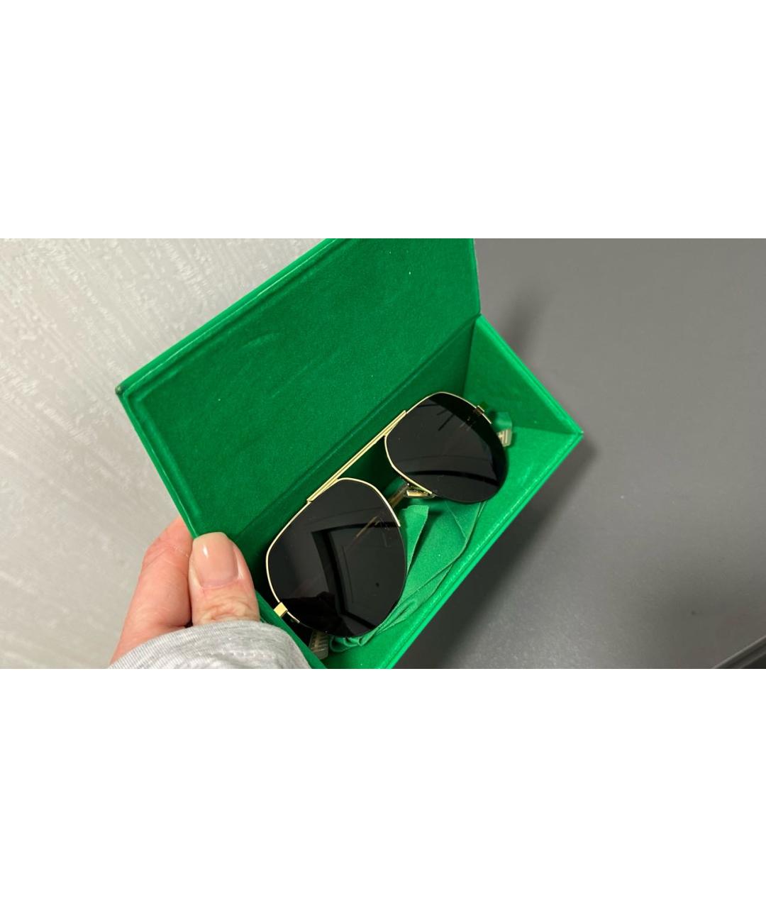 BOTTEGA VENETA Золотые металлические солнцезащитные очки, фото 7