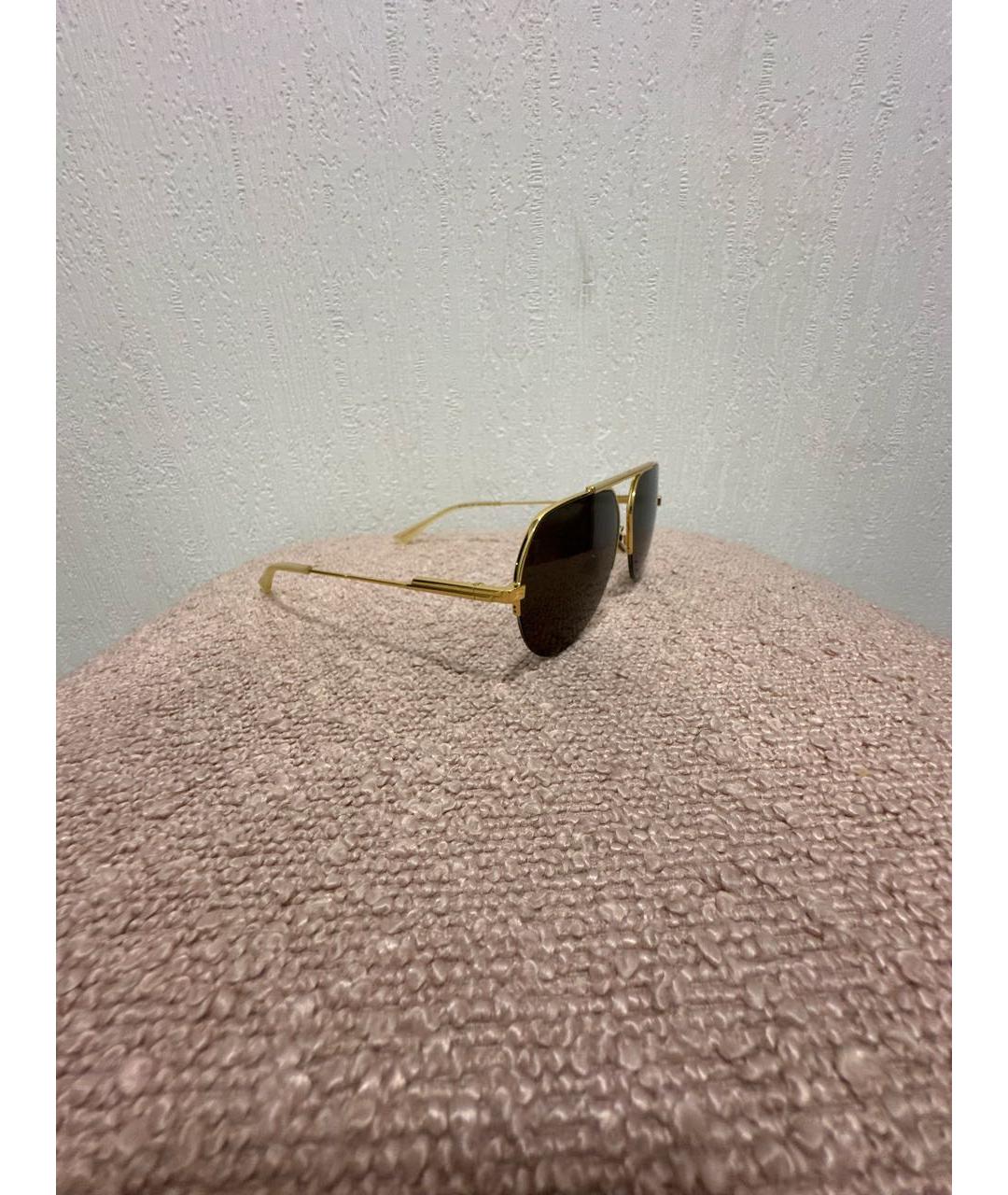 BOTTEGA VENETA Золотые металлические солнцезащитные очки, фото 2