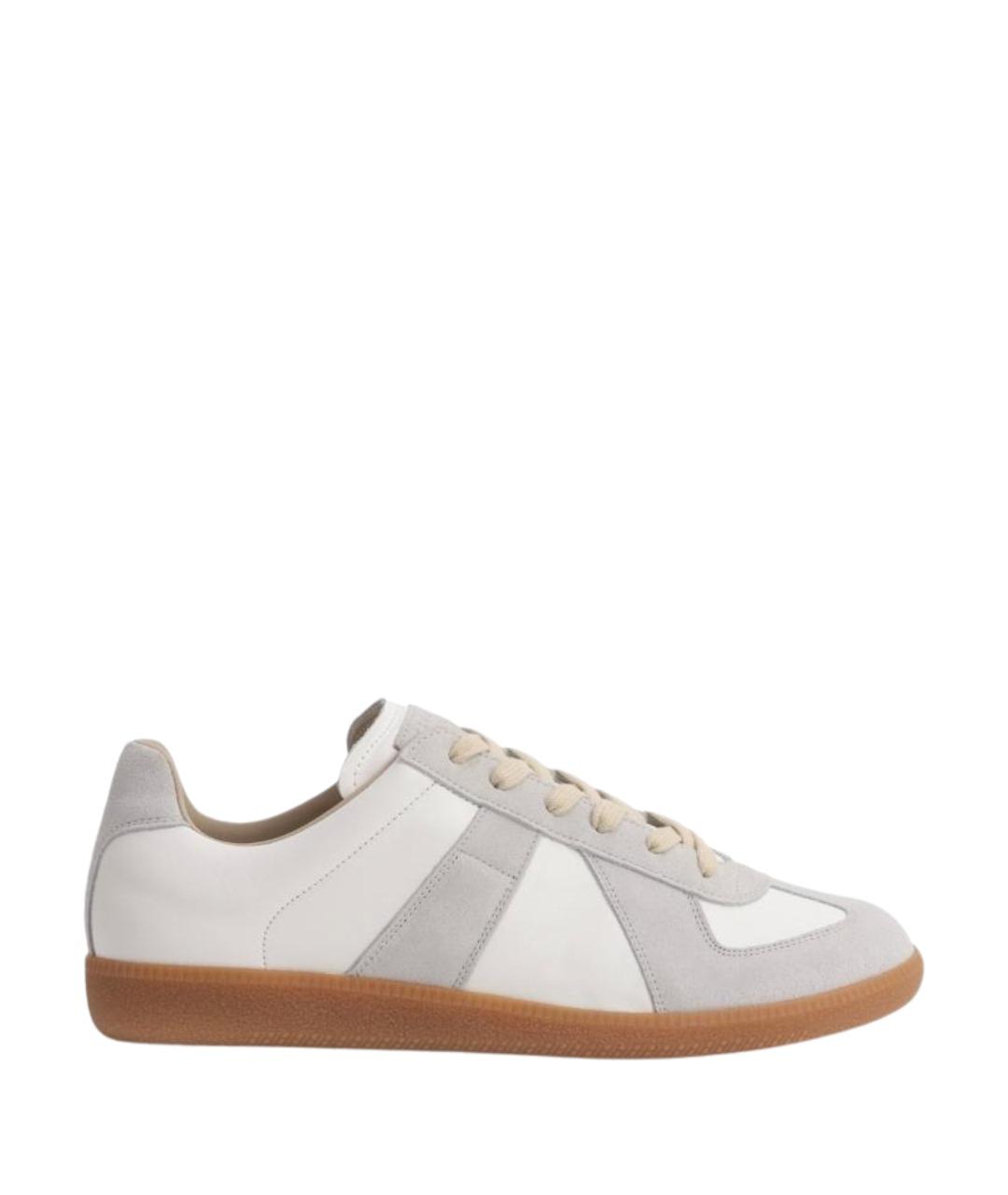 MAISON MARGIELA Белые кожаные низкие кроссовки / кеды, фото 1