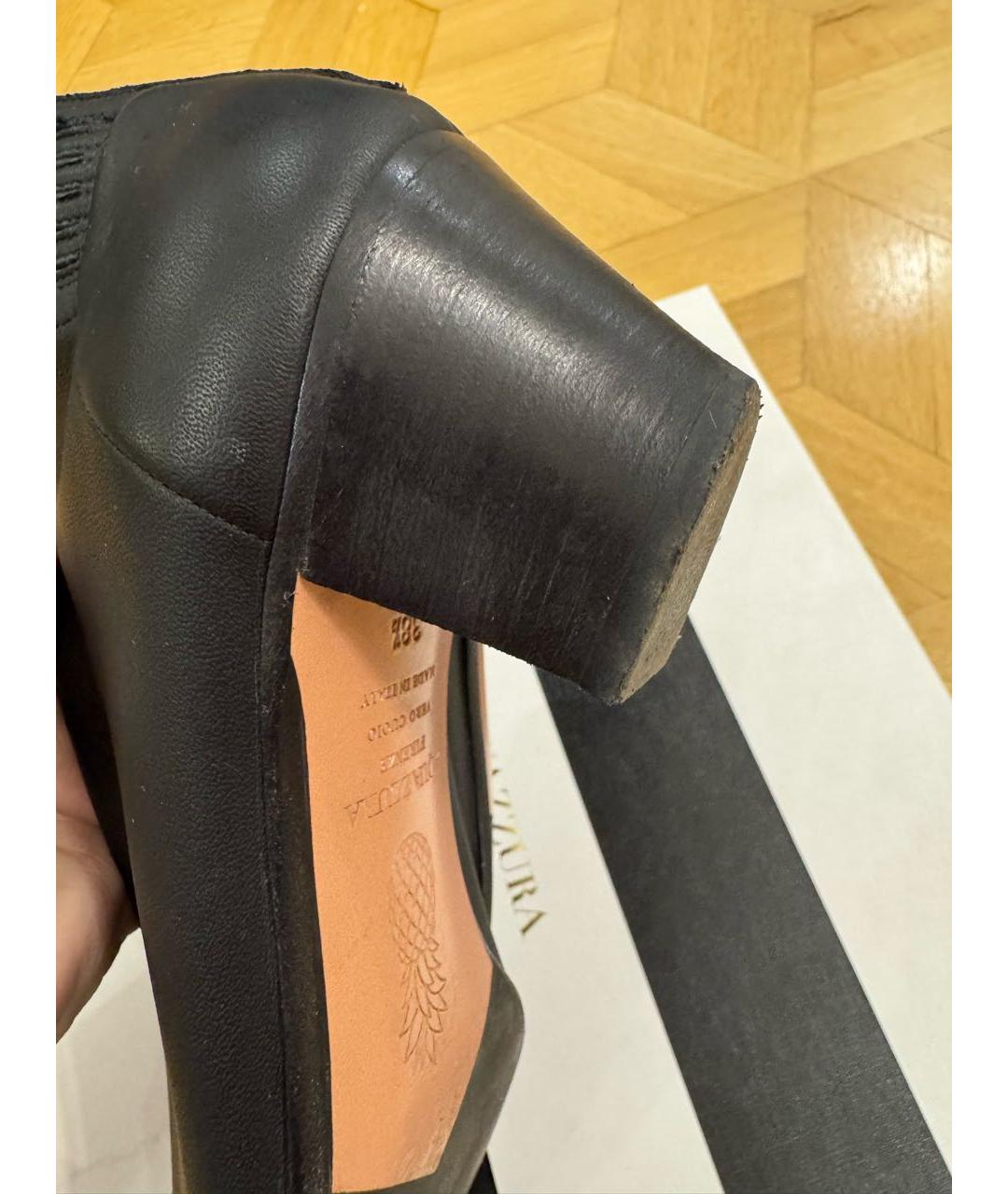 AQUAZZURA Черные кожаные ботильоны, фото 8