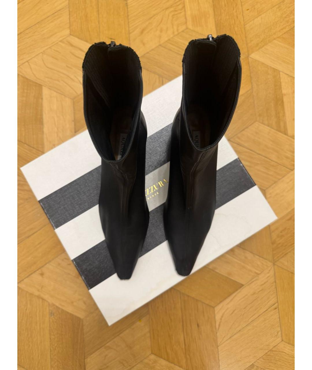 AQUAZZURA Черные кожаные ботильоны, фото 3