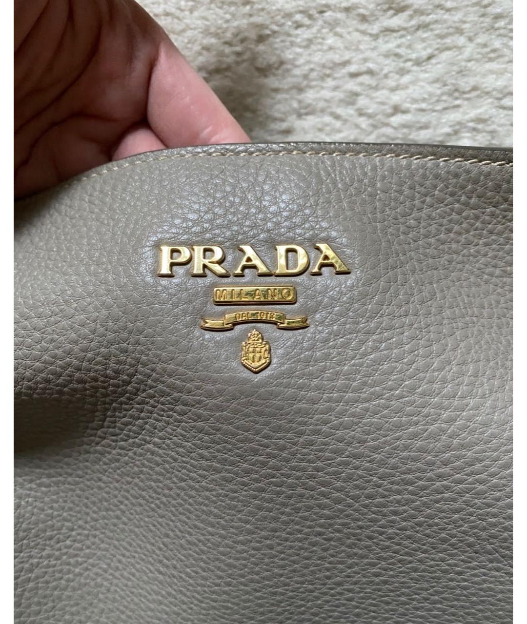 PRADA Бежевая кожаная сумка тоут, фото 2